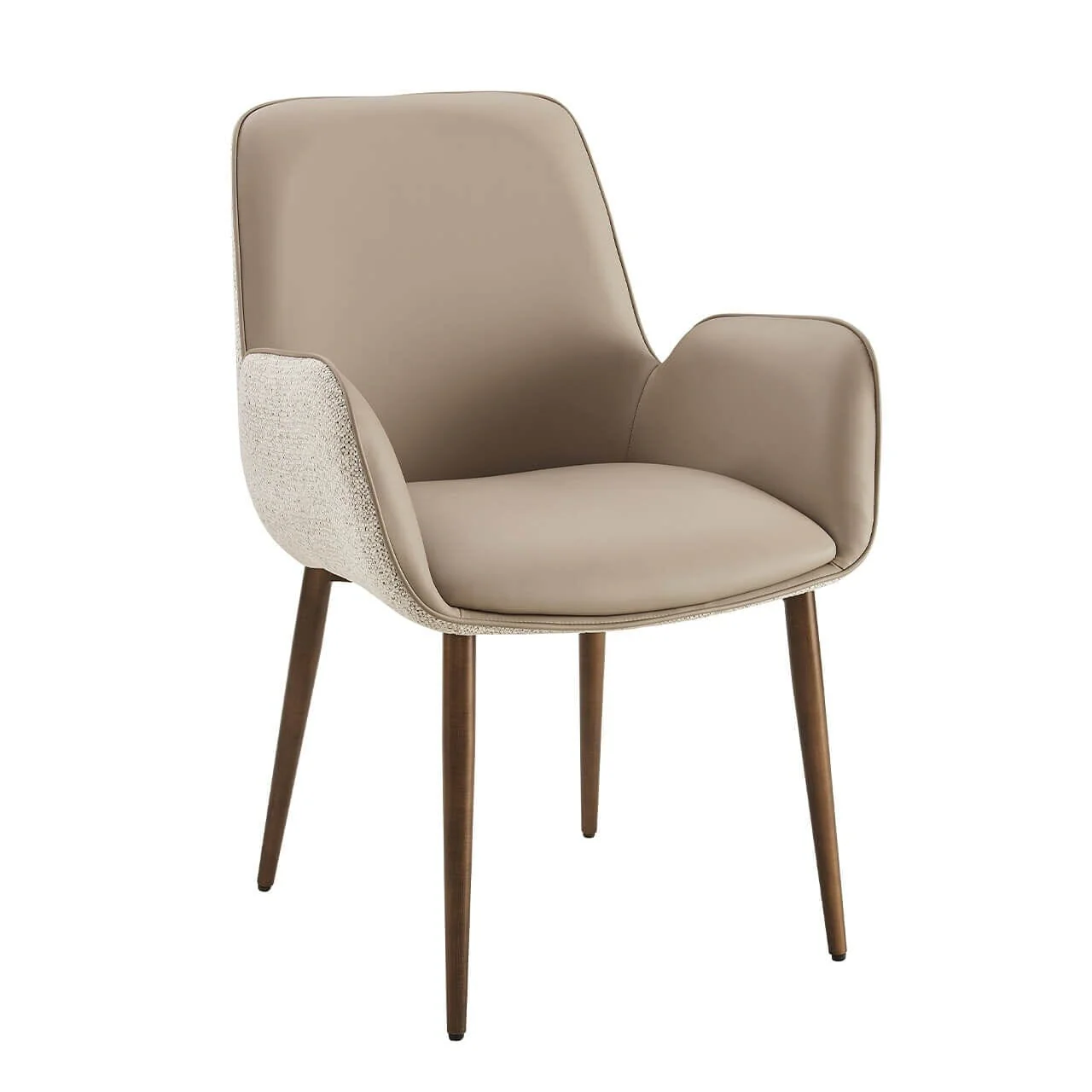 Sarzana Mocha PU Dining Chair with Textured Fabric Back & Bronze Legs - Image 3