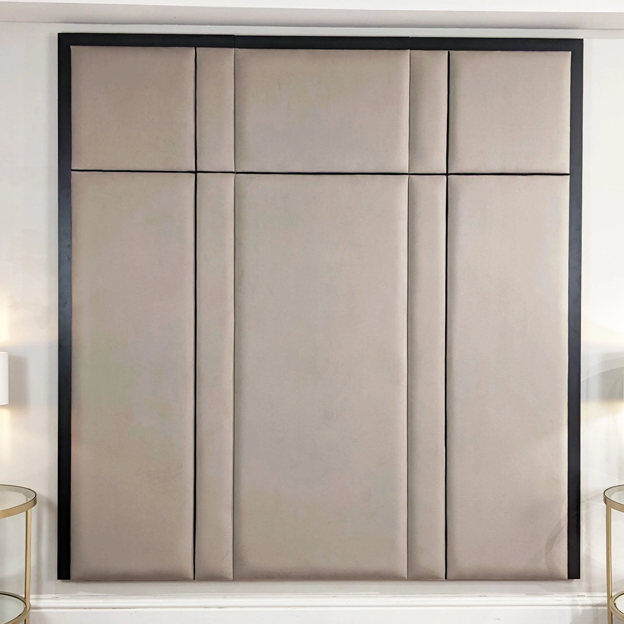 Savoy Mink & Black Luxury Piped Velvet Headboard