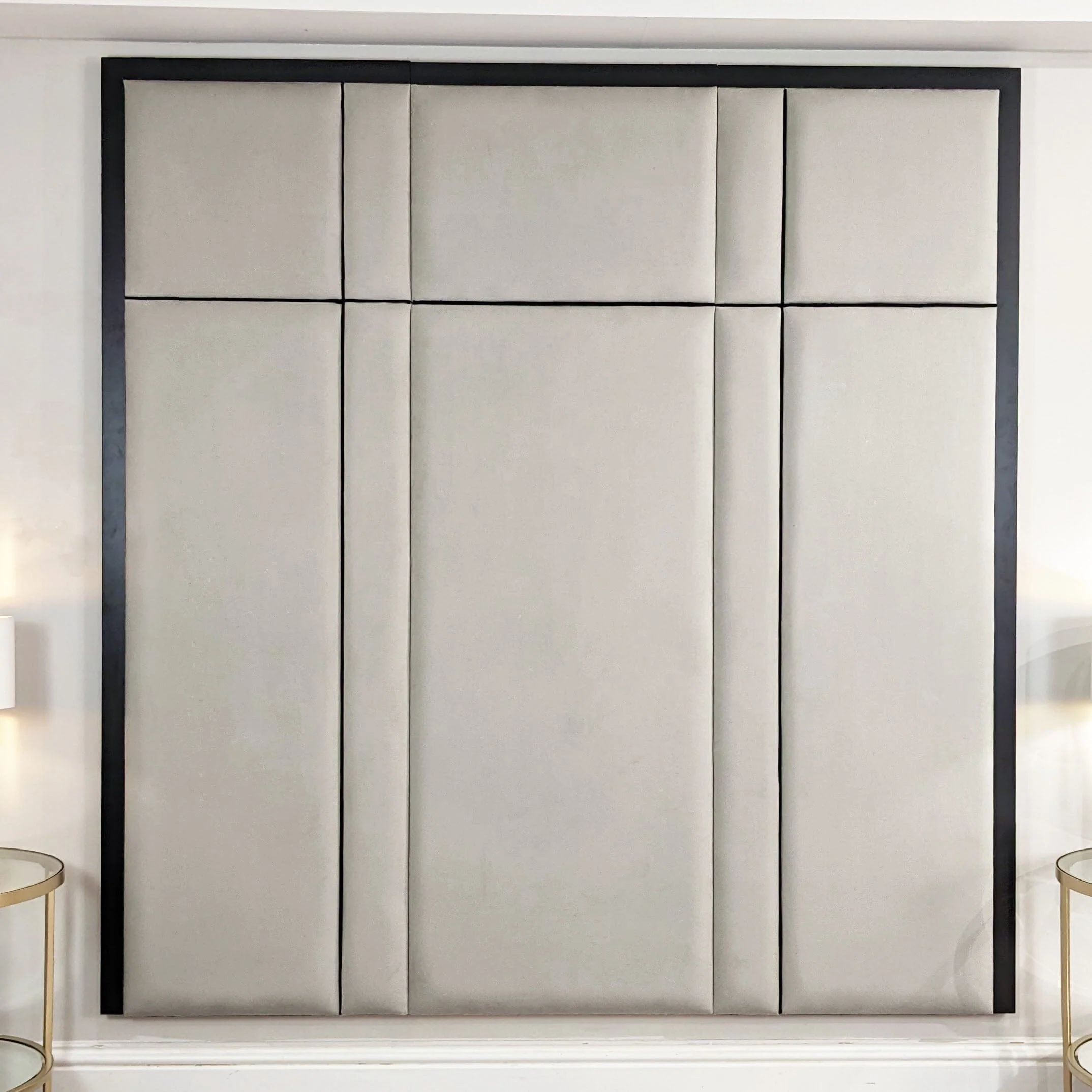 Savoy Smoke & Black Luxury Piped Velvet Headboard