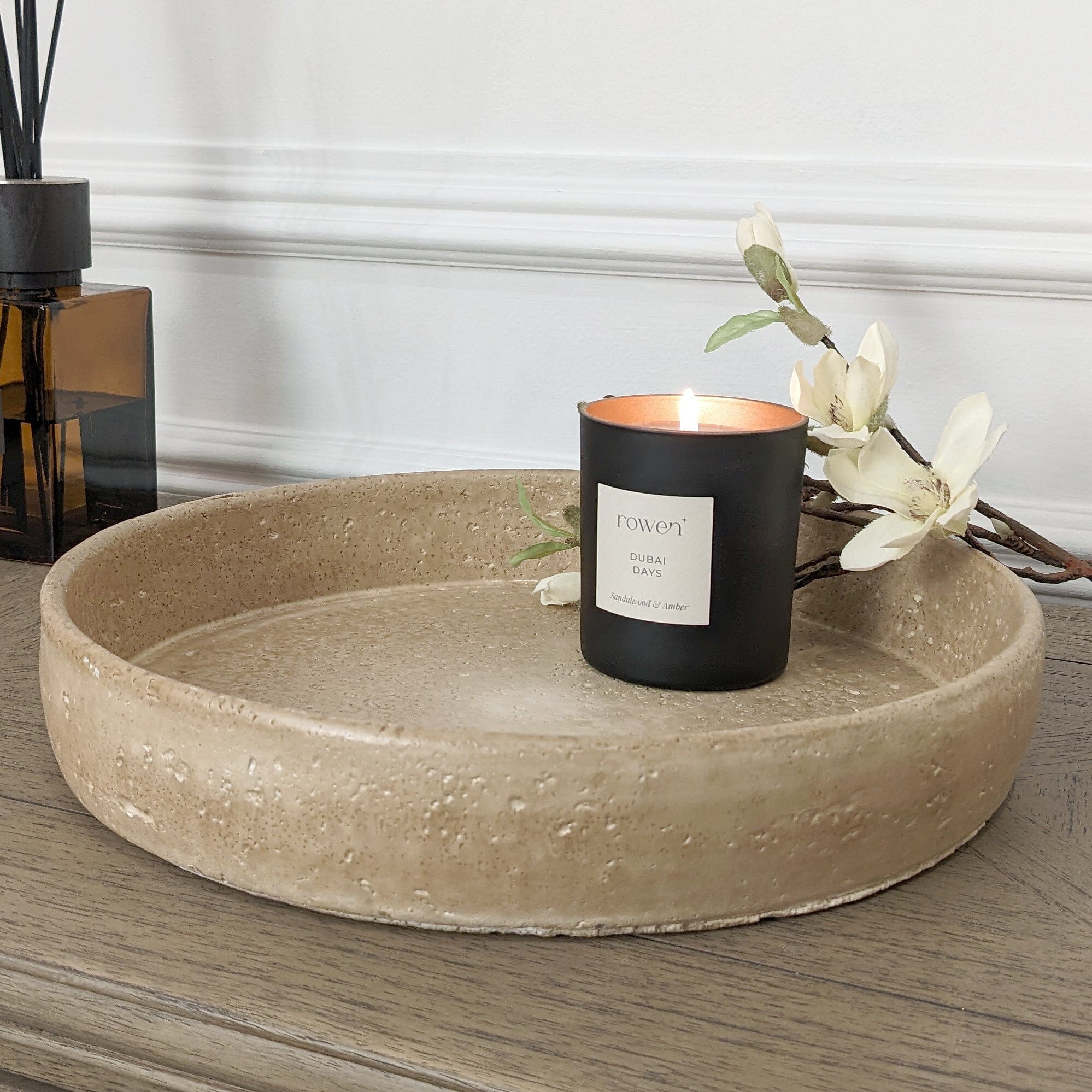 Seanna Taupe Distressed Round Decorative Tray - Image 2
