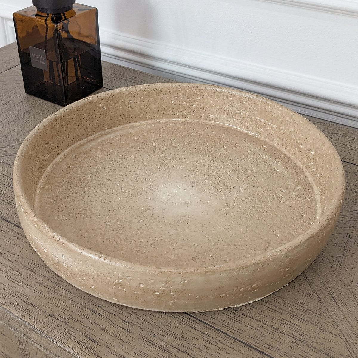 Seanna Taupe Distressed Round Decorative Tray - Image 3