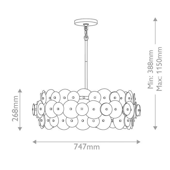 Selene Gold 6 Light Chandelier with Round Glass Detailing - Image 4