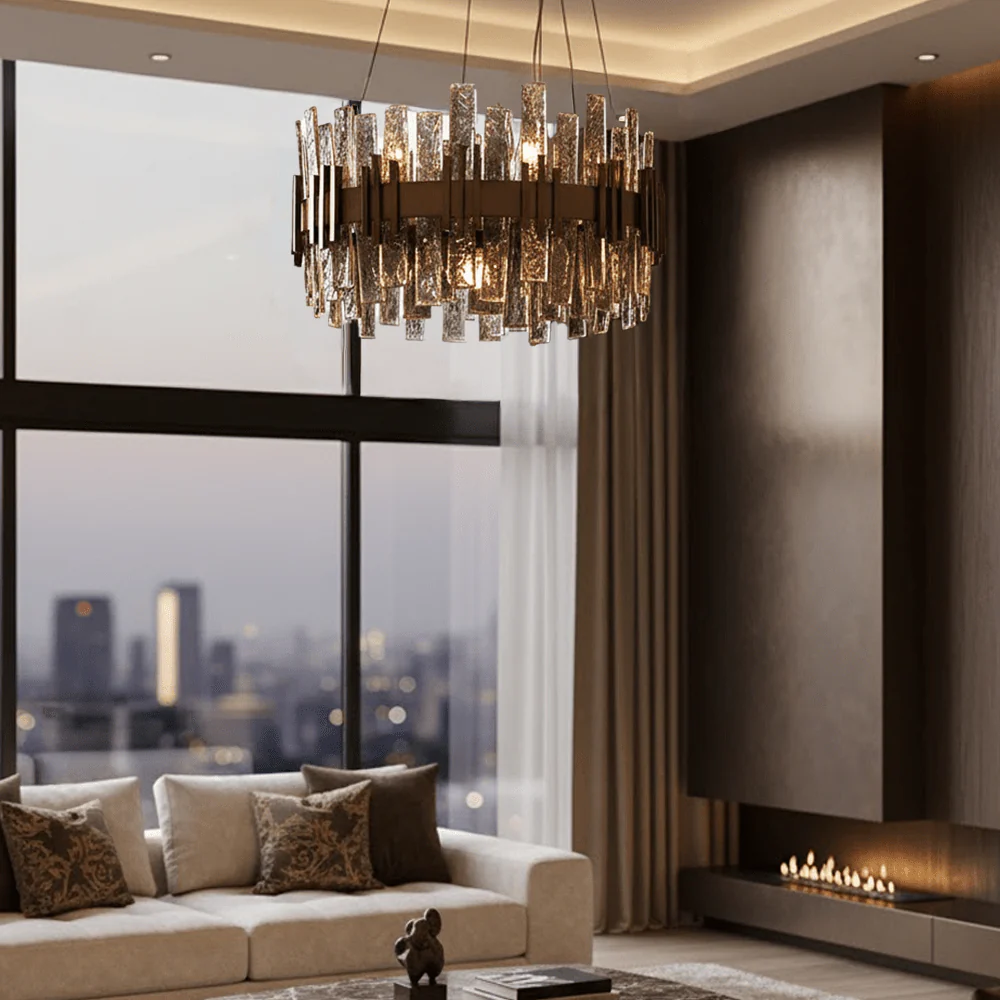 Selestia Large Aged Brass & Glass Statement Ceiling Light - Image 2