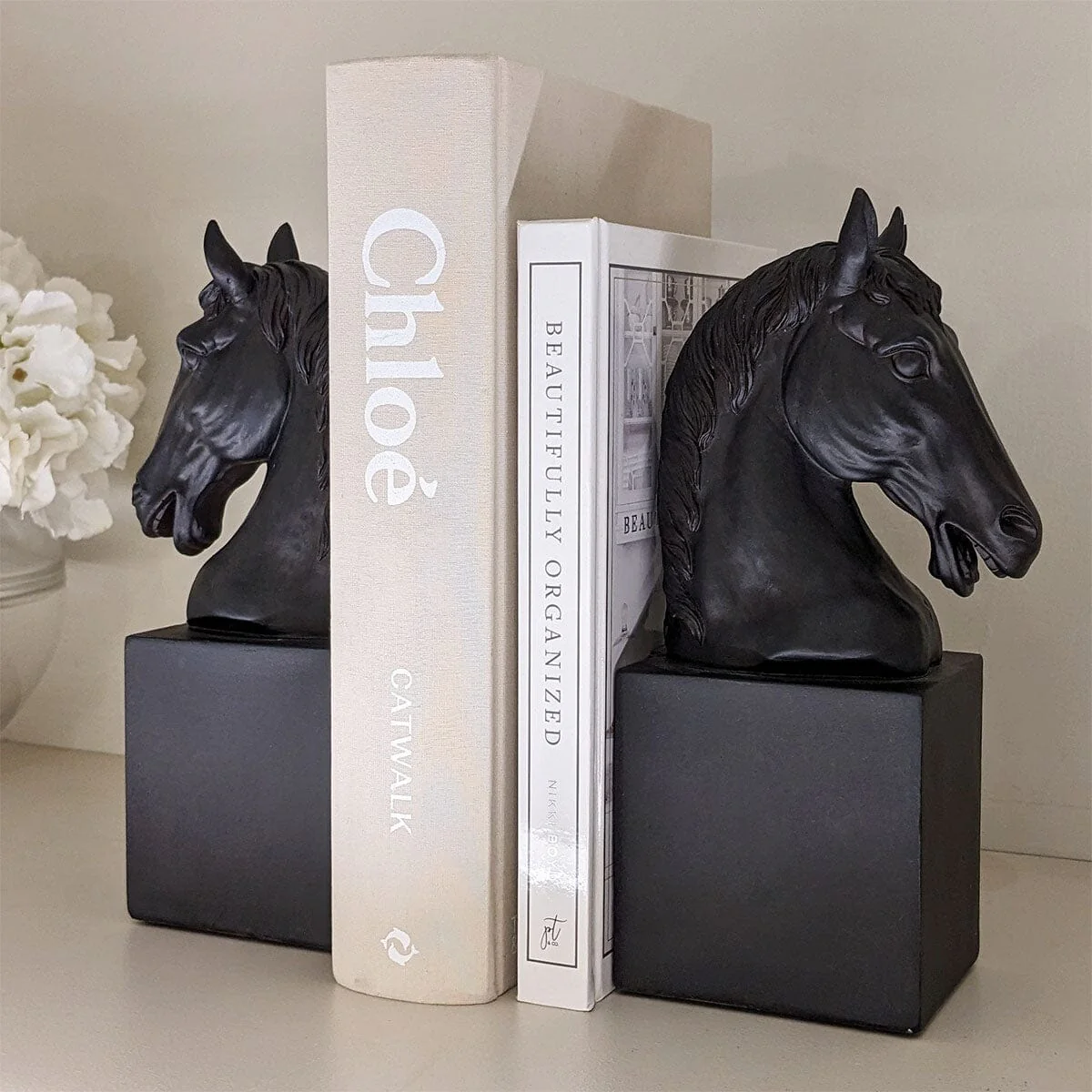 Serafina Black Horse Head Decorative Bookends - Image 2