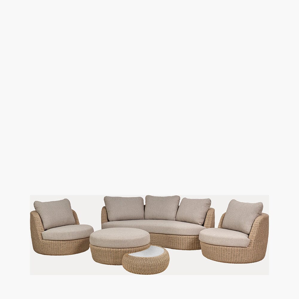 Sevilla Natural Wicker Outdoor Curved Sofa Lounge Set- Seats 5 - Image 2