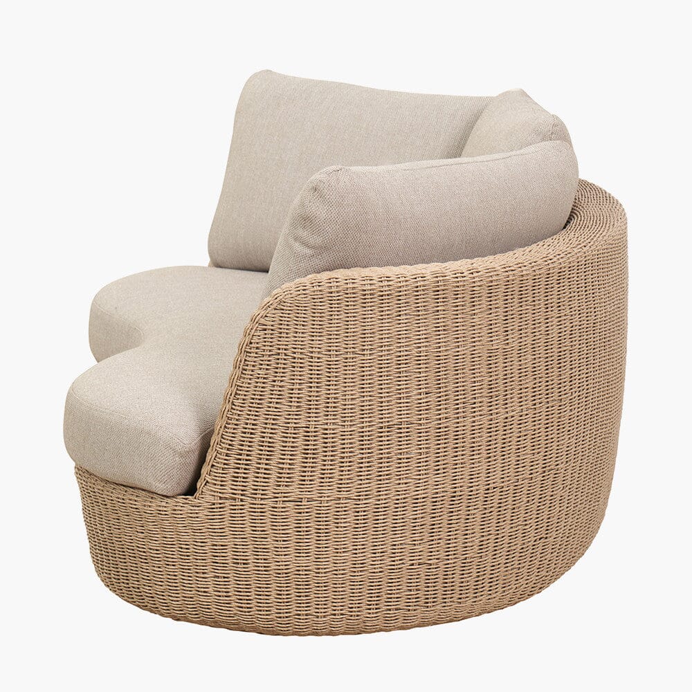 Sevilla Natural Wicker Outdoor Curved Sofa Lounge Set- Seats 5 - Image 6