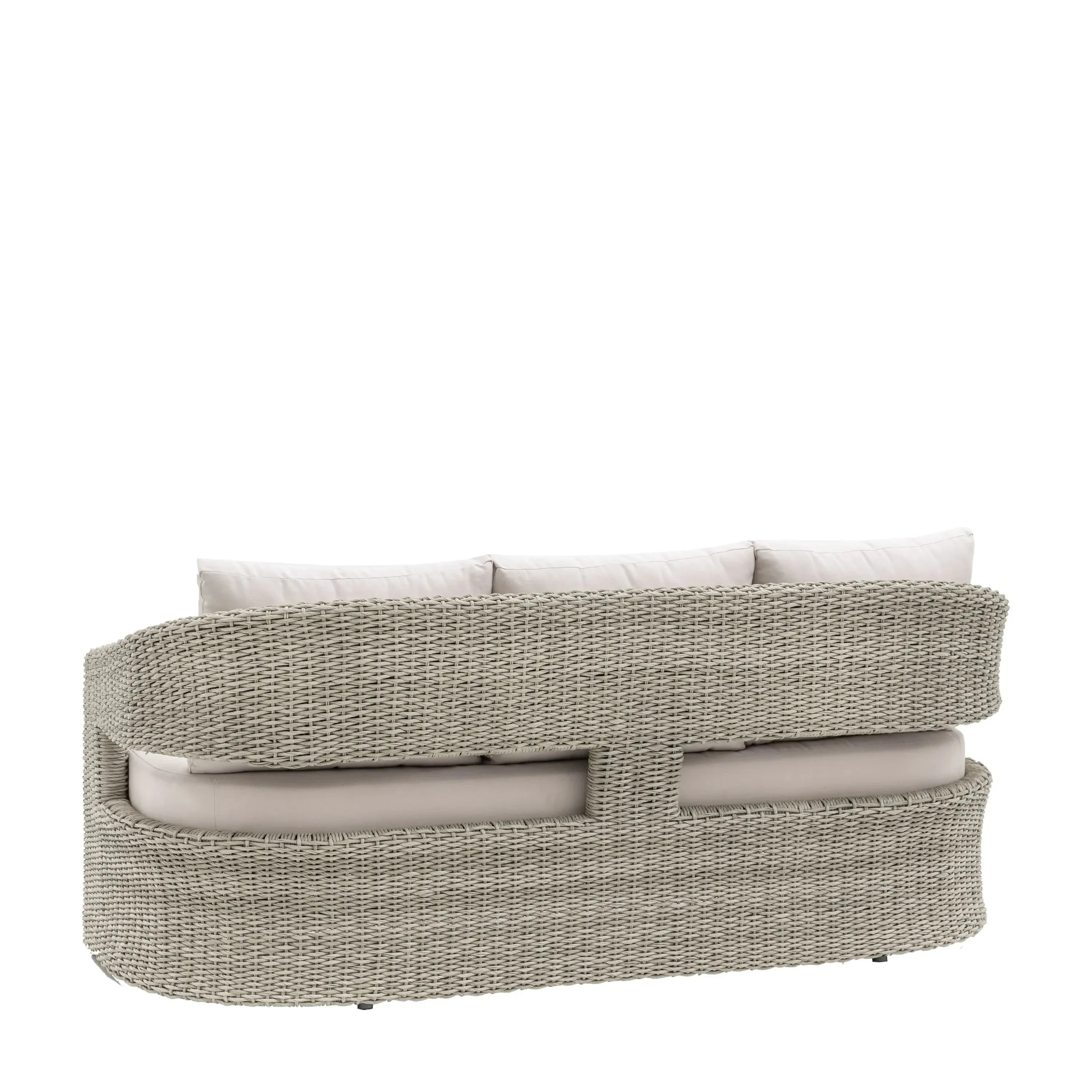 Seychelles Outdoor Cream & Natural Rattan Curved 3 Seater Sofa - Image 5