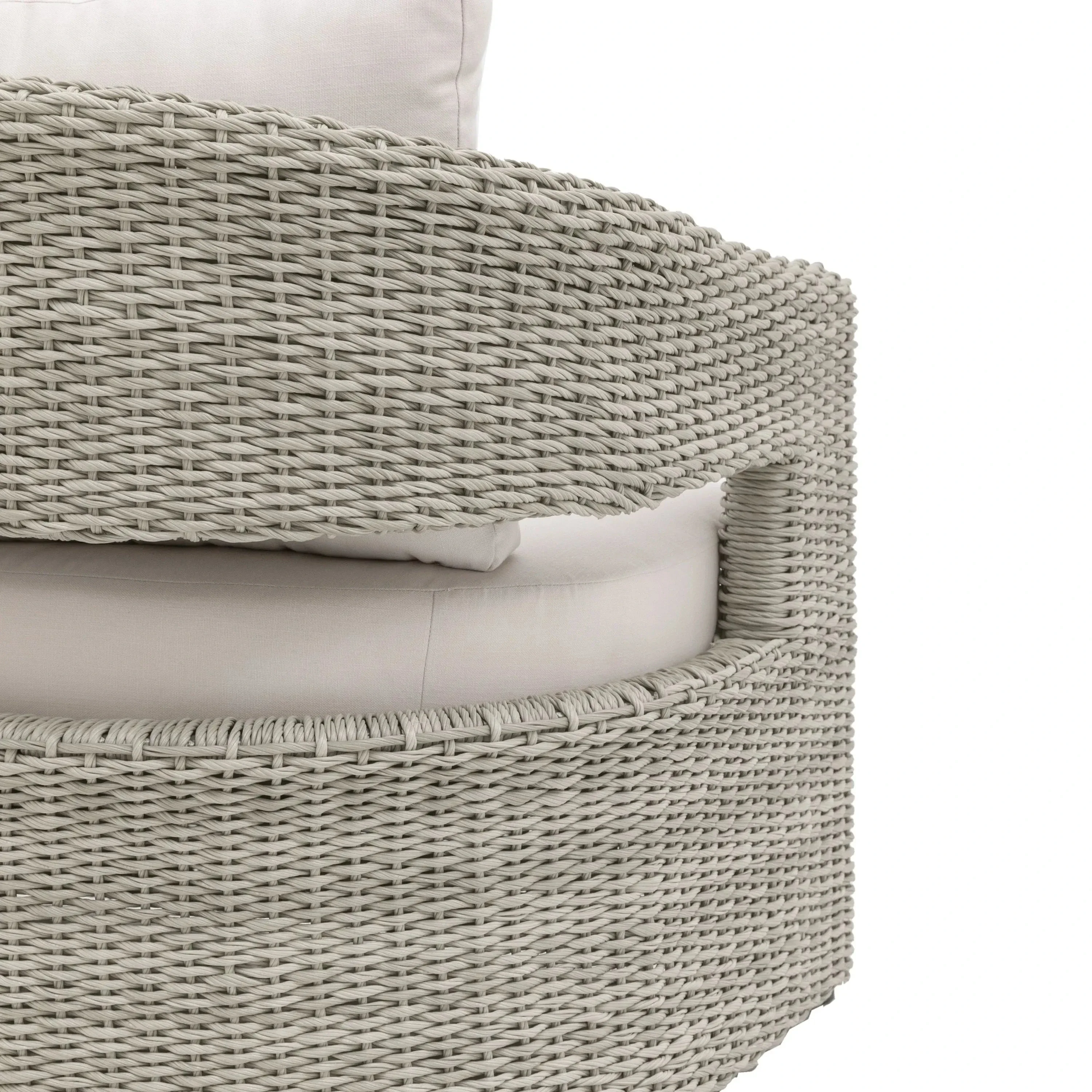 Seychelles Outdoor Cream & Natural Rattan Curved 3 Seater Sofa - Image 7