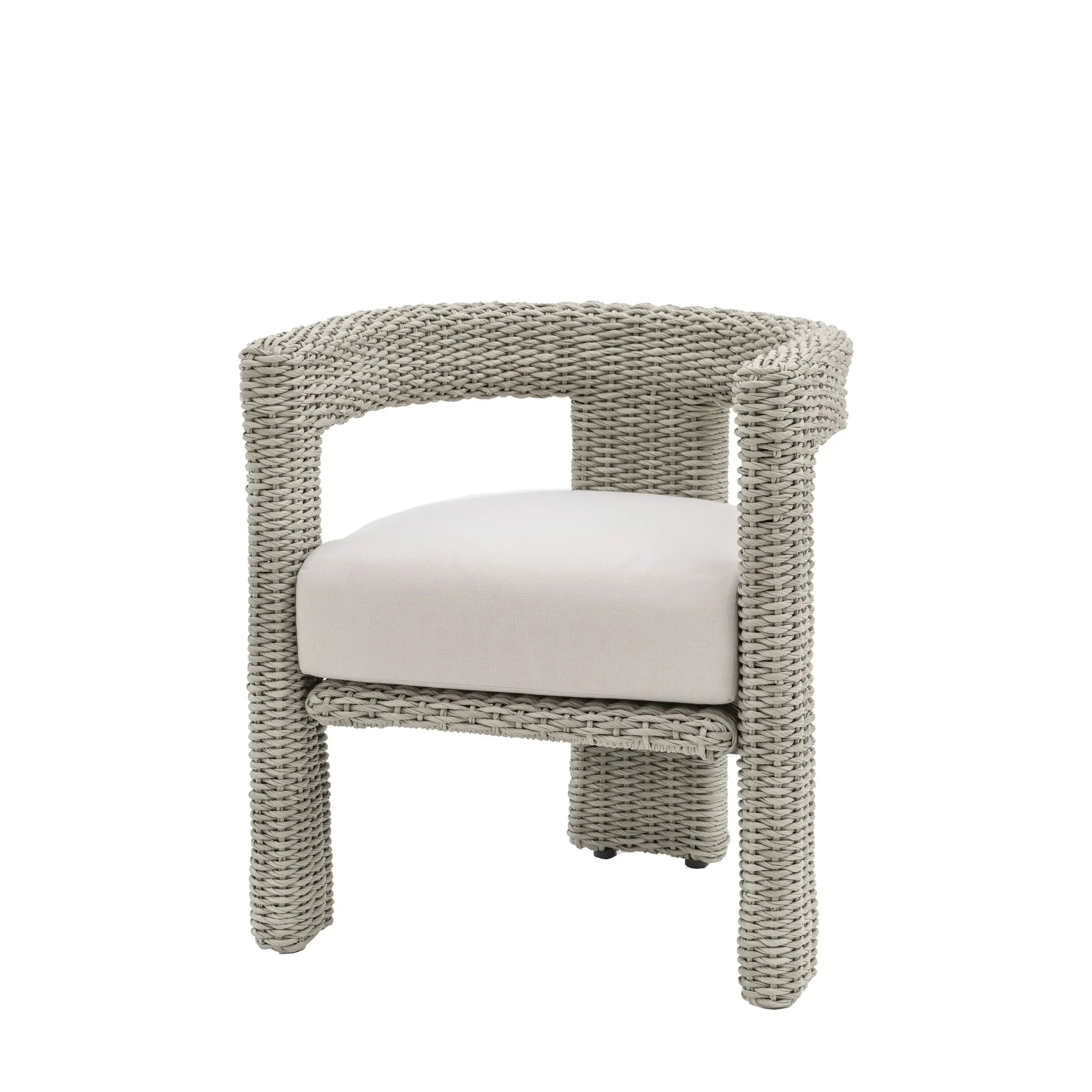 Seychelles Outdoor Cream & Natural Rattan Curved Dining Chair - Set of 2 - Image 2