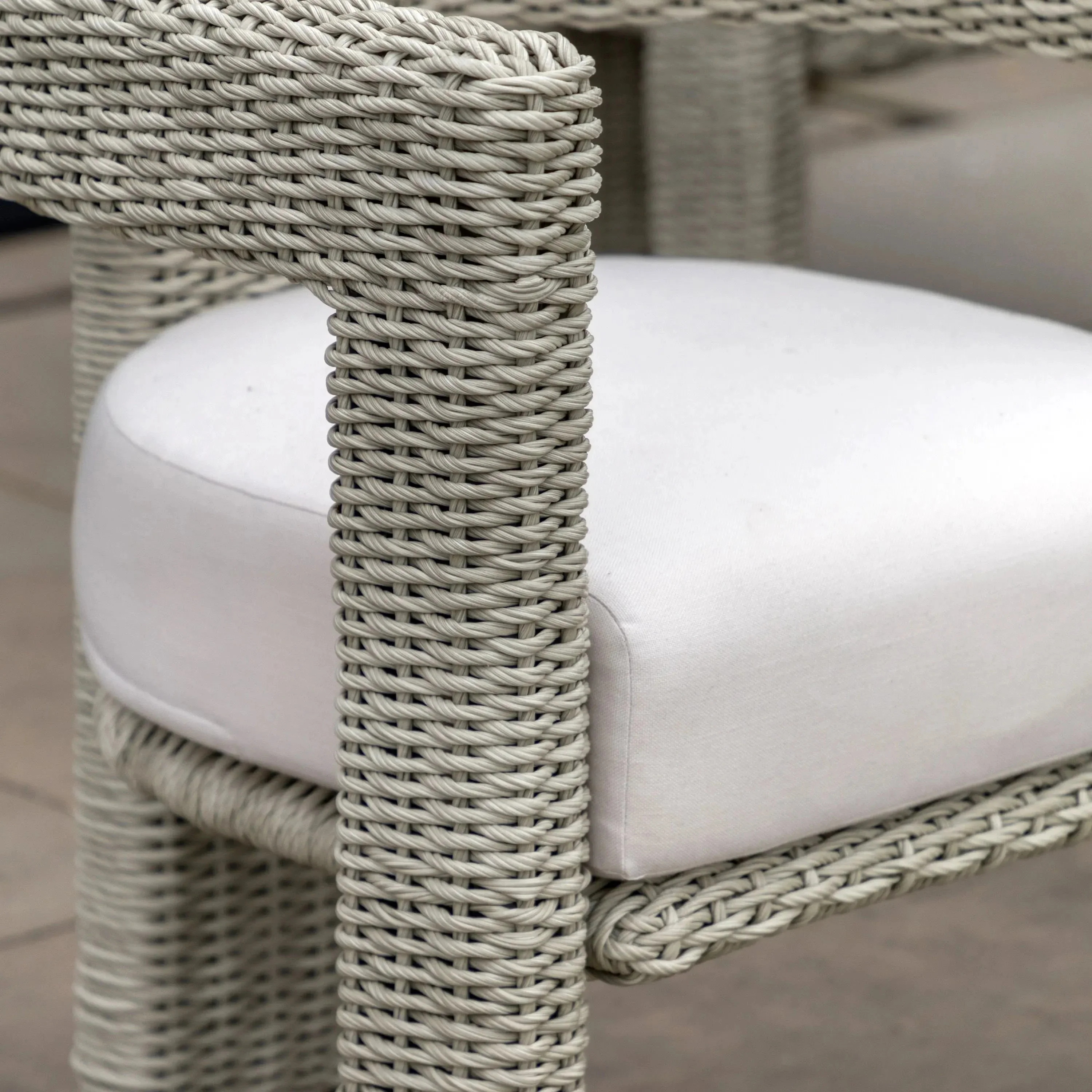 Seychelles Outdoor Cream & Natural Rattan Curved Dining Chair - Set of 2 - Image 4