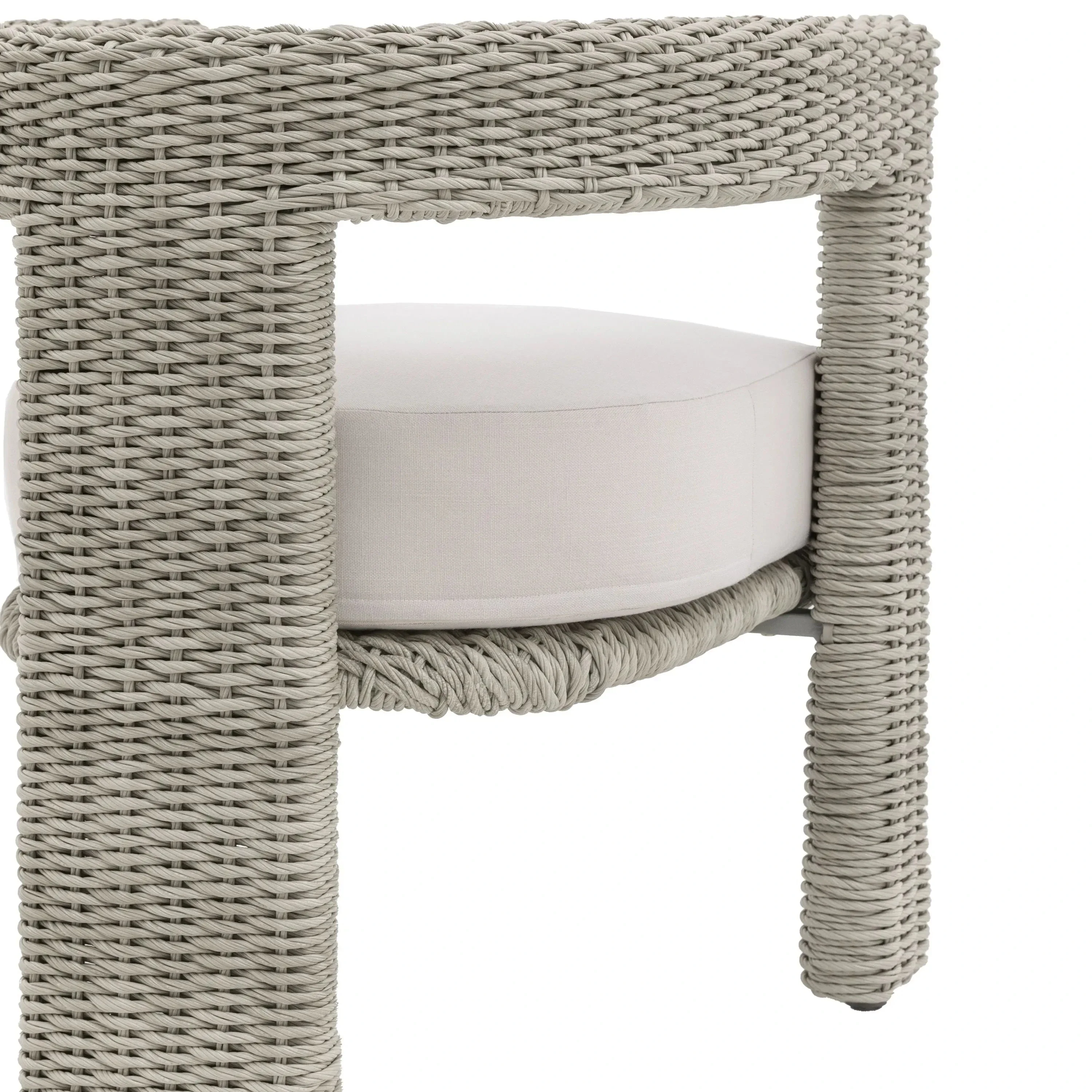 Seychelles Outdoor Cream & Natural Rattan Curved Dining Chair - Set of 2 - Image 5