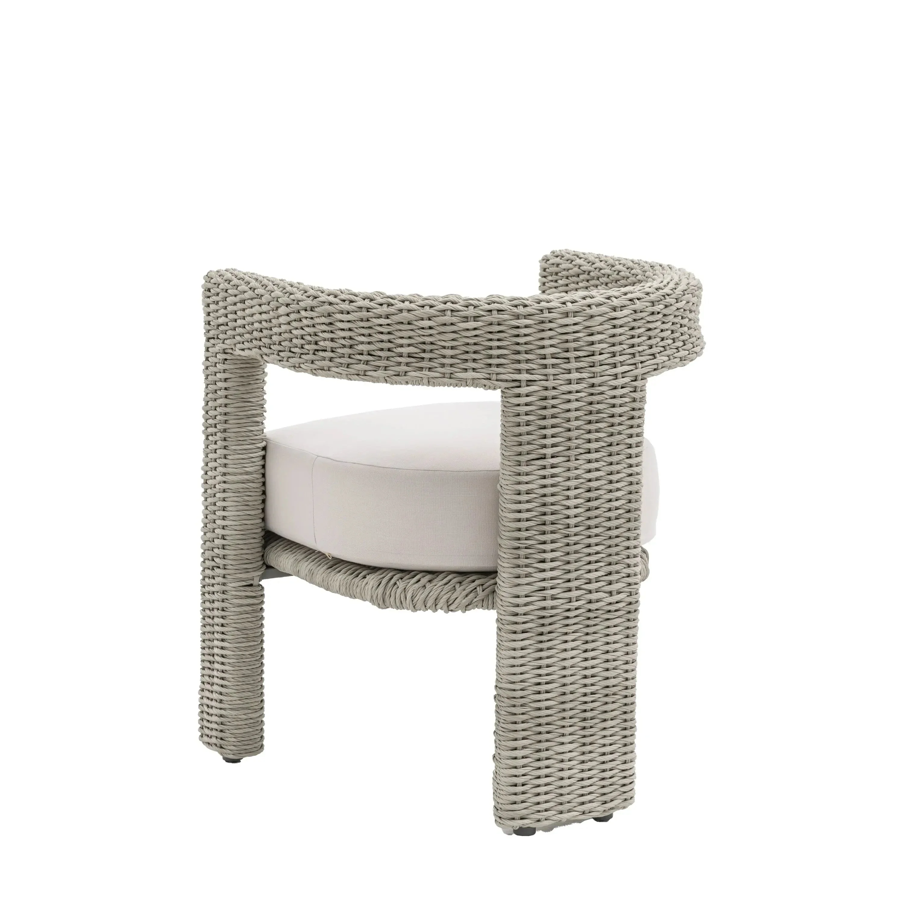 Seychelles Outdoor Cream & Natural Rattan Curved Dining Chair - Set of 2 - Image 6