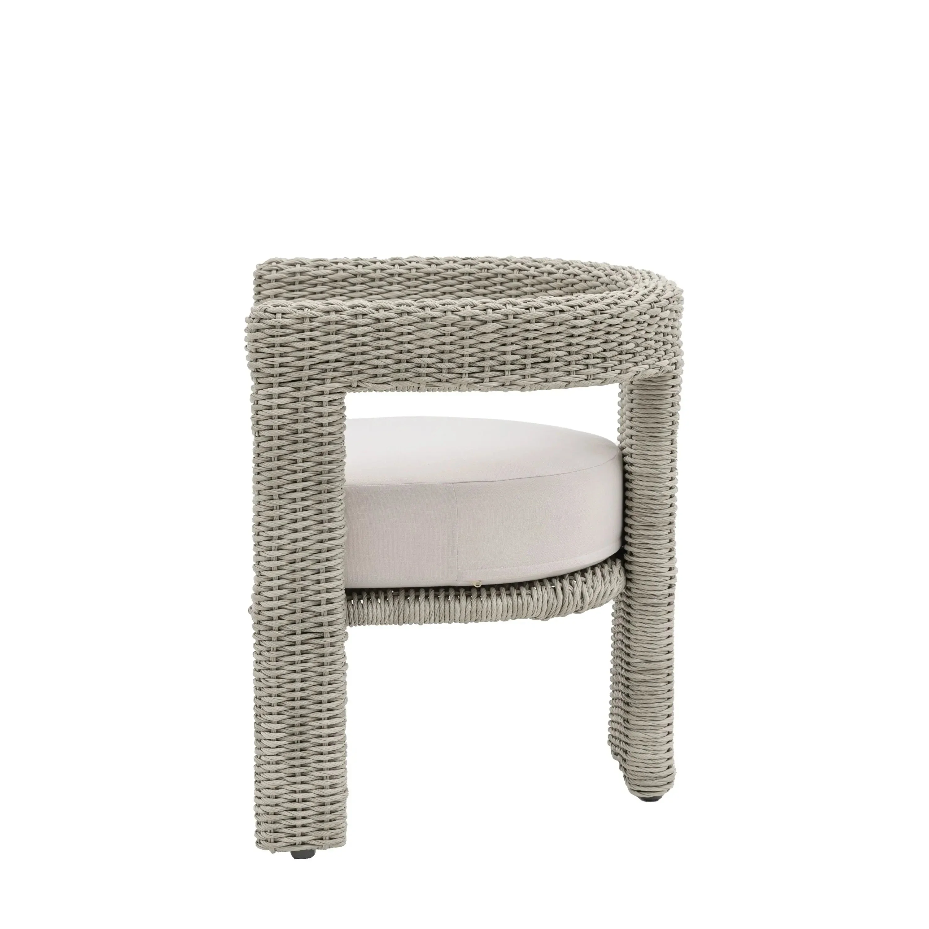 Seychelles Outdoor Cream & Natural Rattan Curved Dining Chair - Set of 2 - Image 7