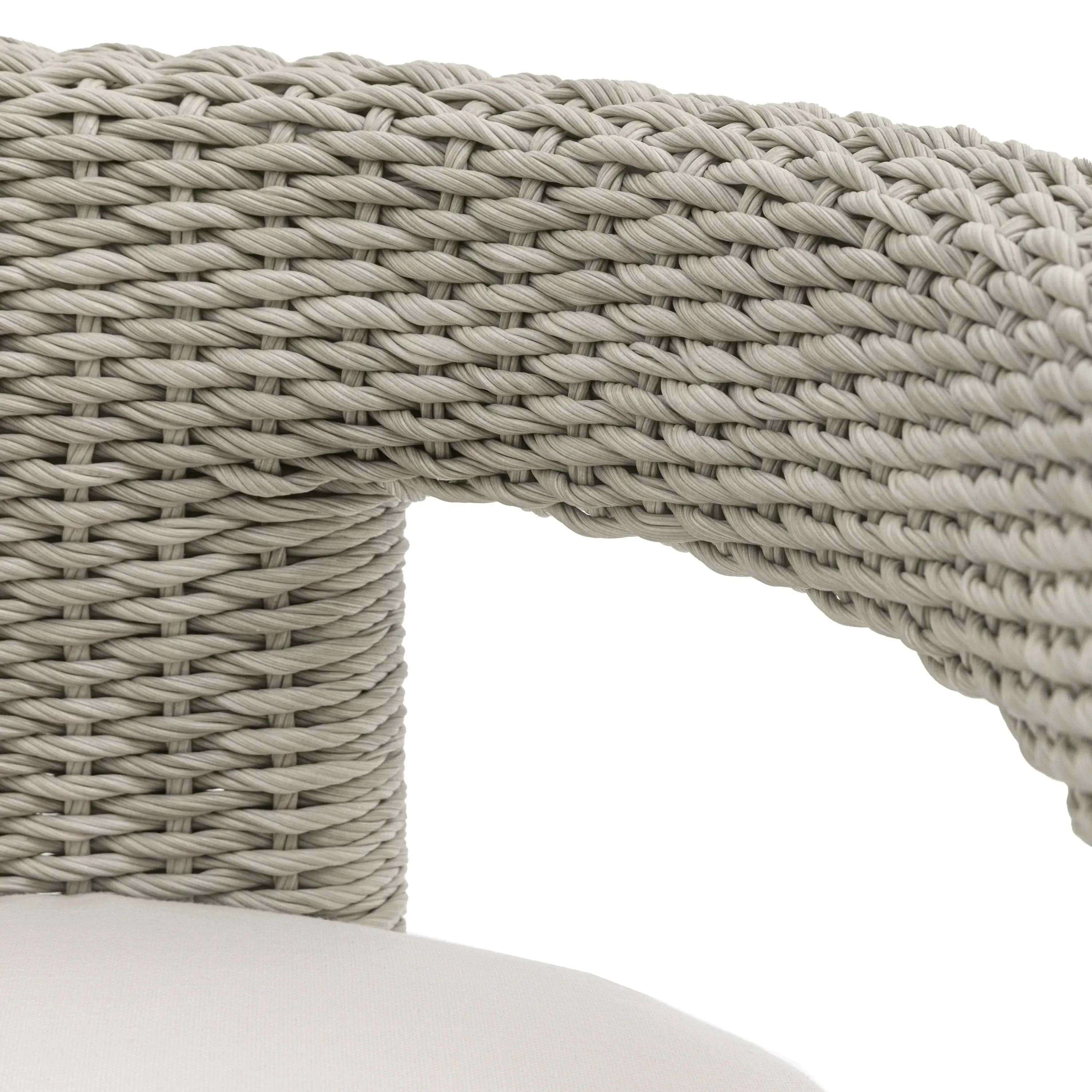 Seychelles Outdoor Cream & Natural Rattan Curved Dining Chair - Set of 2 - Image 8