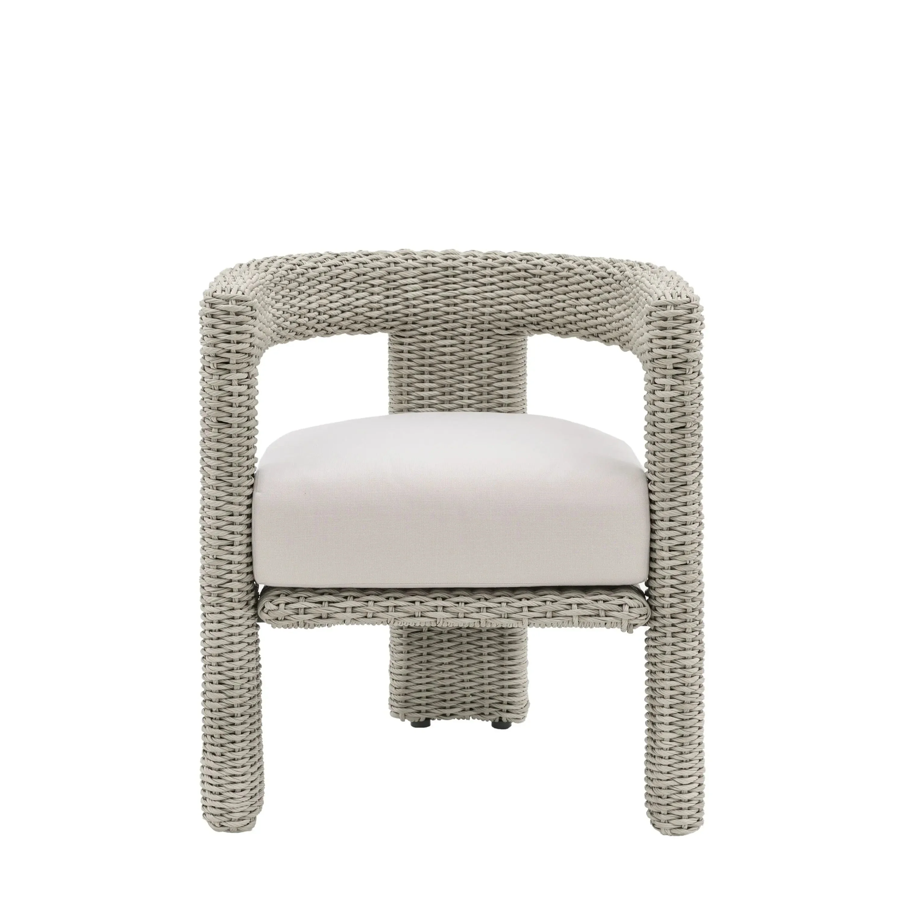 Seychelles Outdoor Cream & Natural Rattan Curved Dining Chair - Set of 2 - Image 9