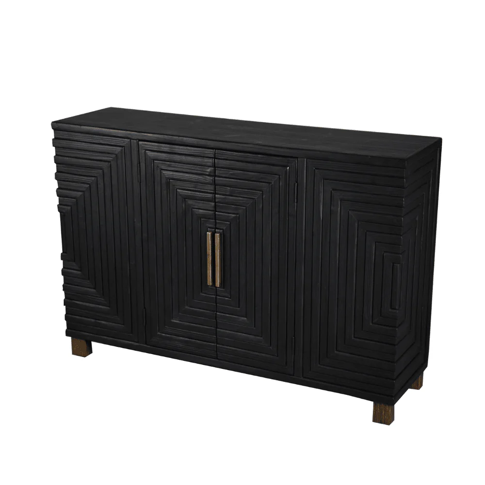 Shelin Black 2 Door Sideboard with Gold Handles - Image 2