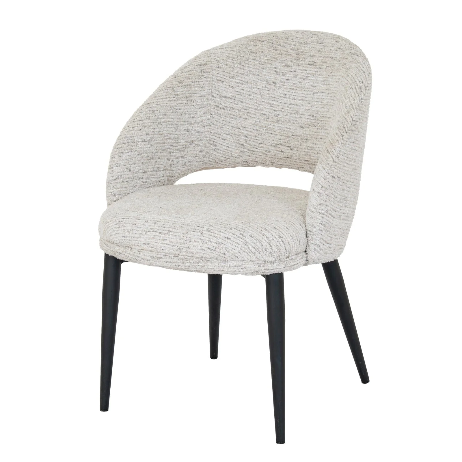 Shella Cream Textured Curved Dining Chair with Black Legs - Image 2