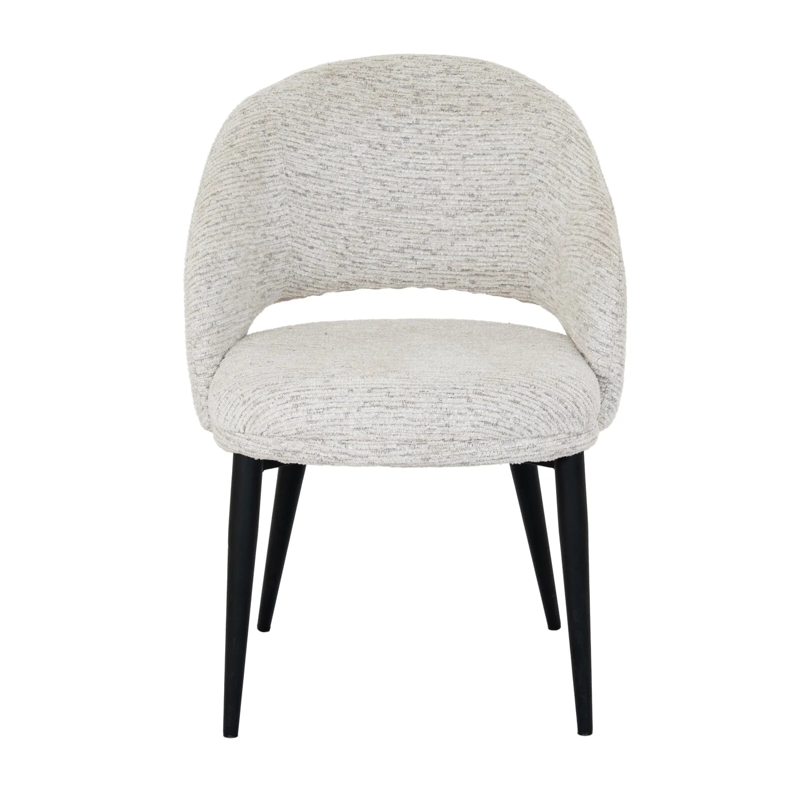 Shella Cream Textured Curved Dining Chair with Black Legs - Image 3