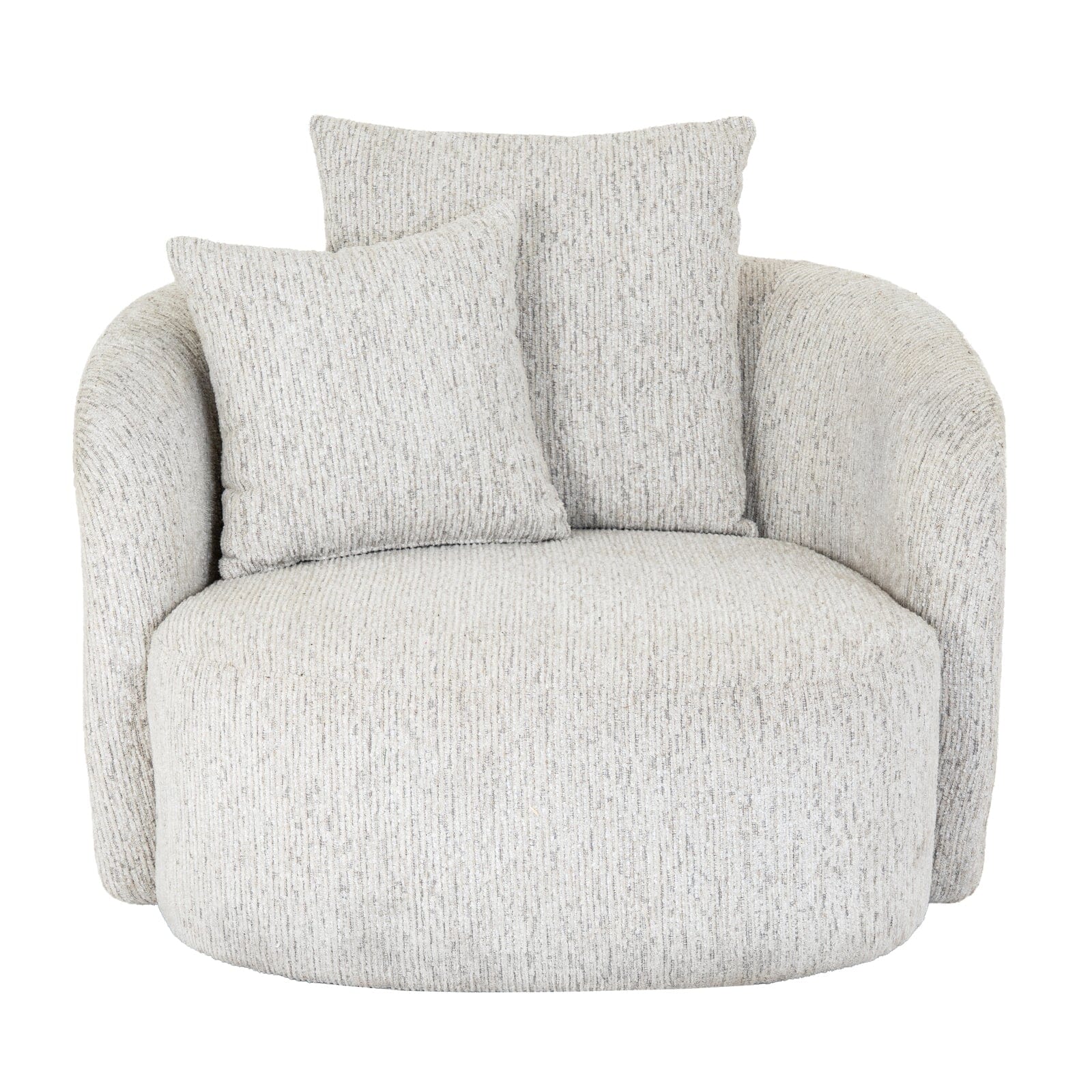 Shella Cream Textured Curved Swivel Armchair - Image 2