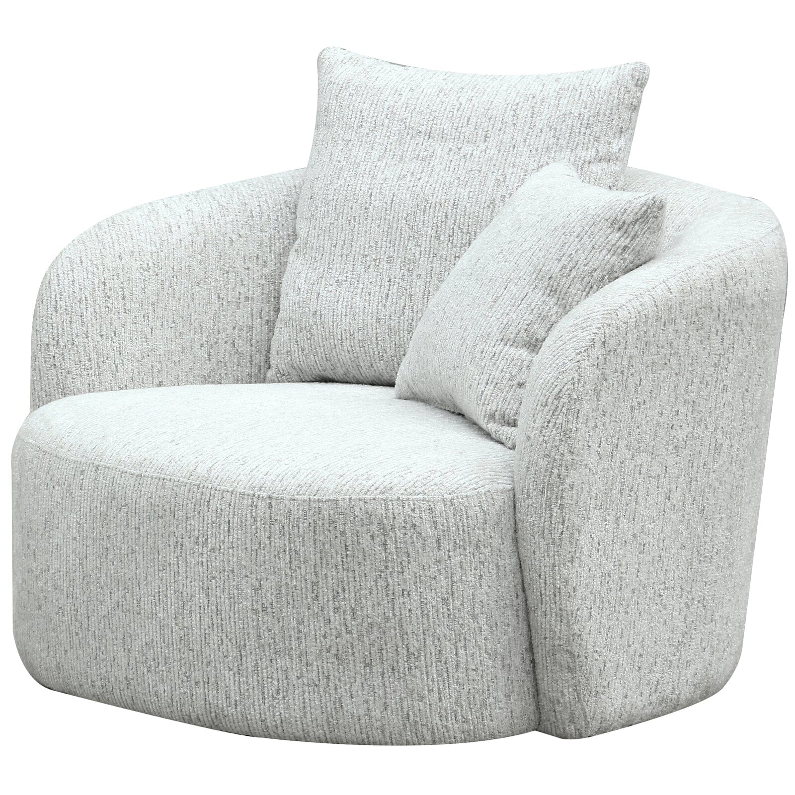 Shella Cream Textured Curved Swivel Armchair - Image 4