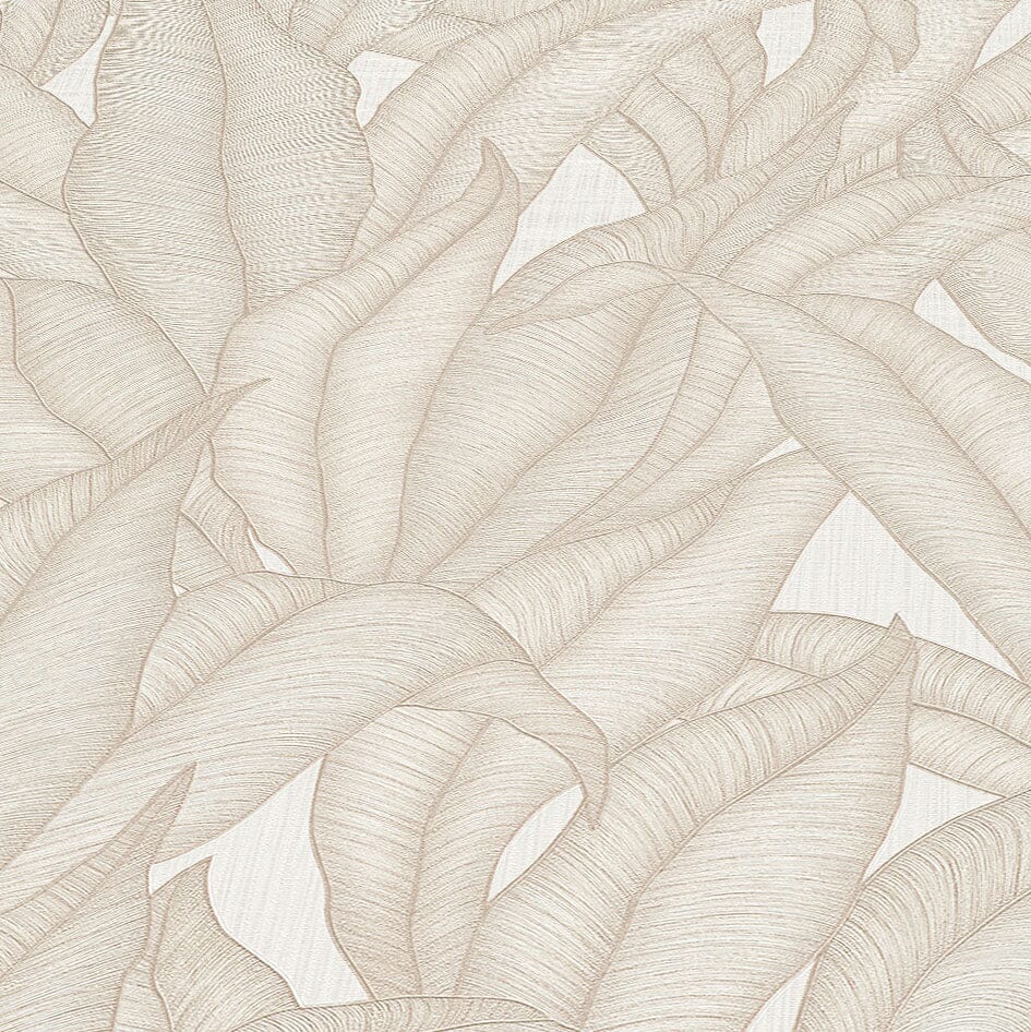 Sia Neutral Leaf Print Patterned Wallpaper - Image 2