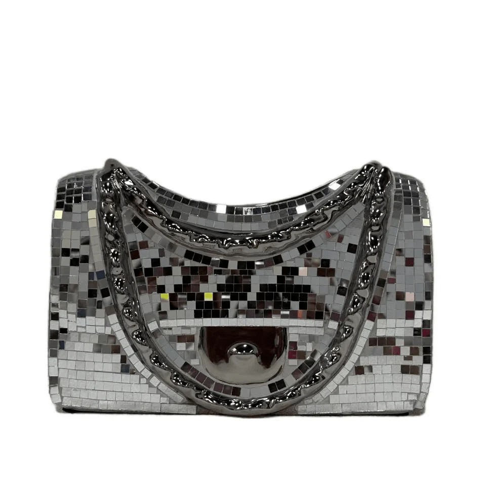 Silver Disco Decorative Handbag Vase - Image 2