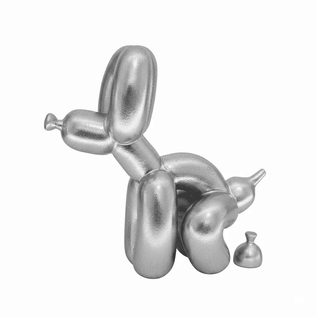 Silver Squatting Decorative Balloon Dog Ornament - Image 2