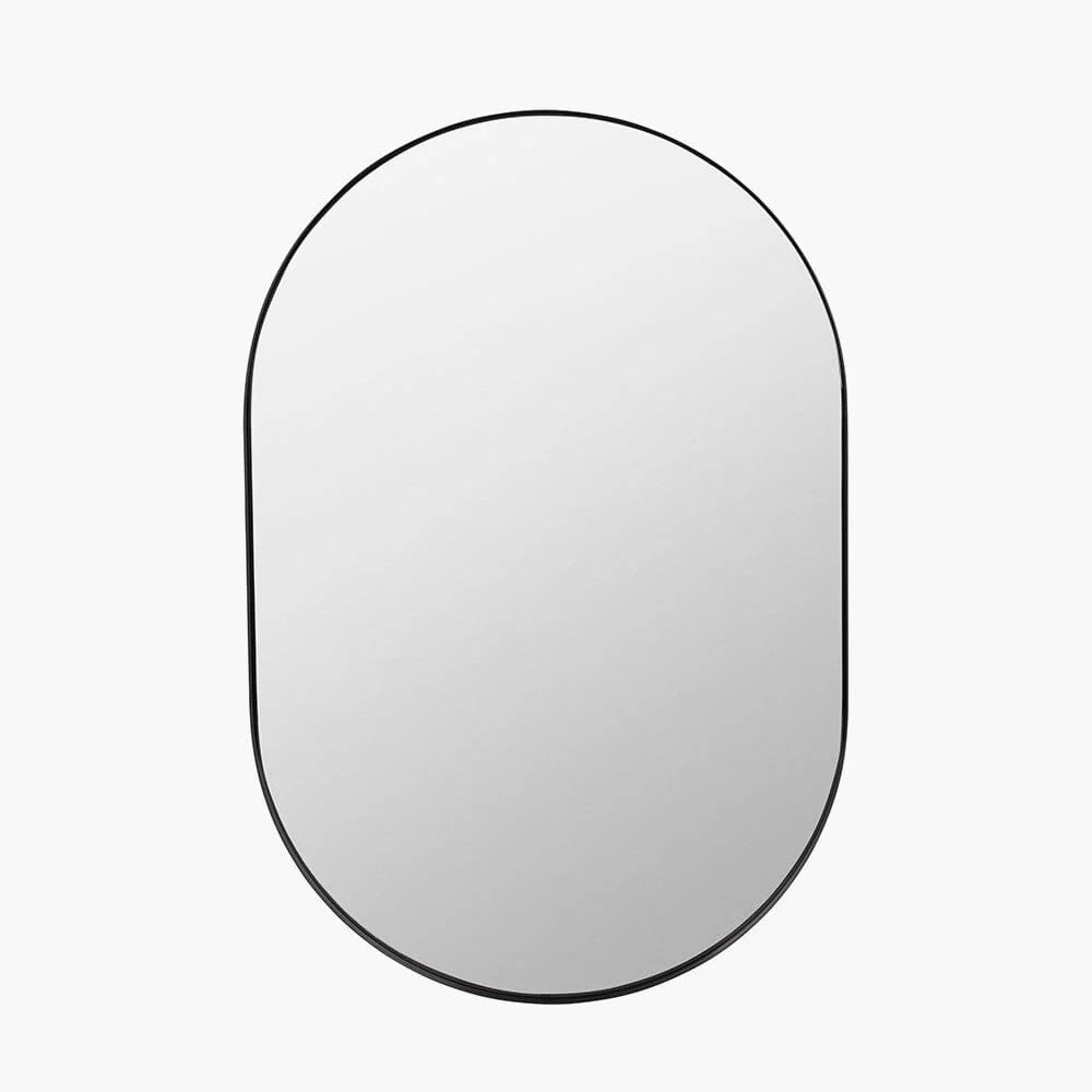 Siona Black Metal Slim Frame Oval Wall Mirror - Image 2