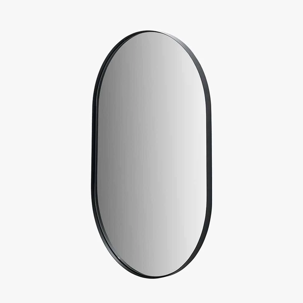 Siona Black Metal Slim Frame Oval Wall Mirror - Image 3