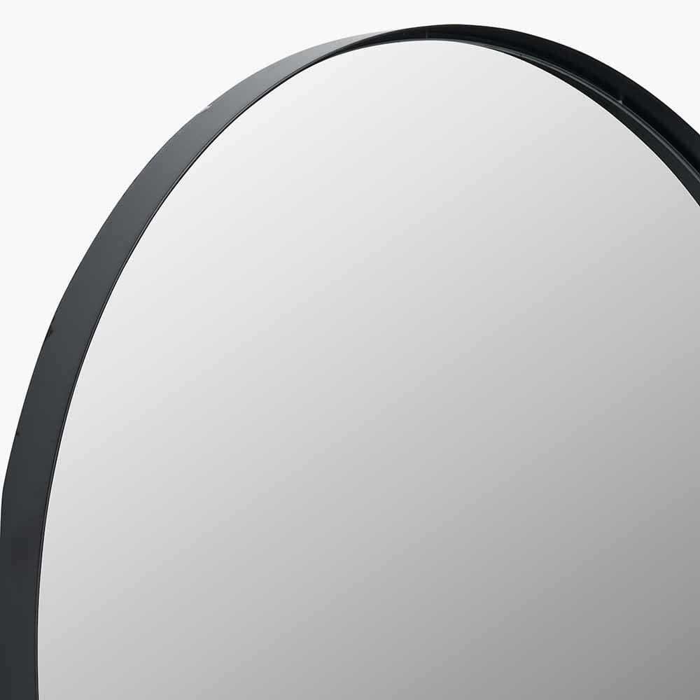 Siona Black Metal Slim Frame Oval Wall Mirror - Image 4