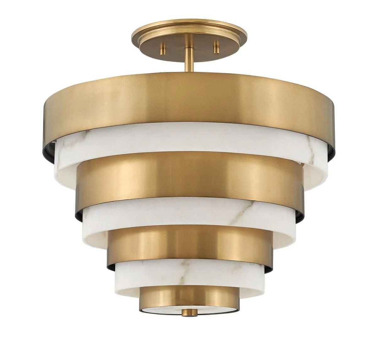 Skala Gold & Marble 3 Light Tiered Semi Flush Ceiling Light - Image 2