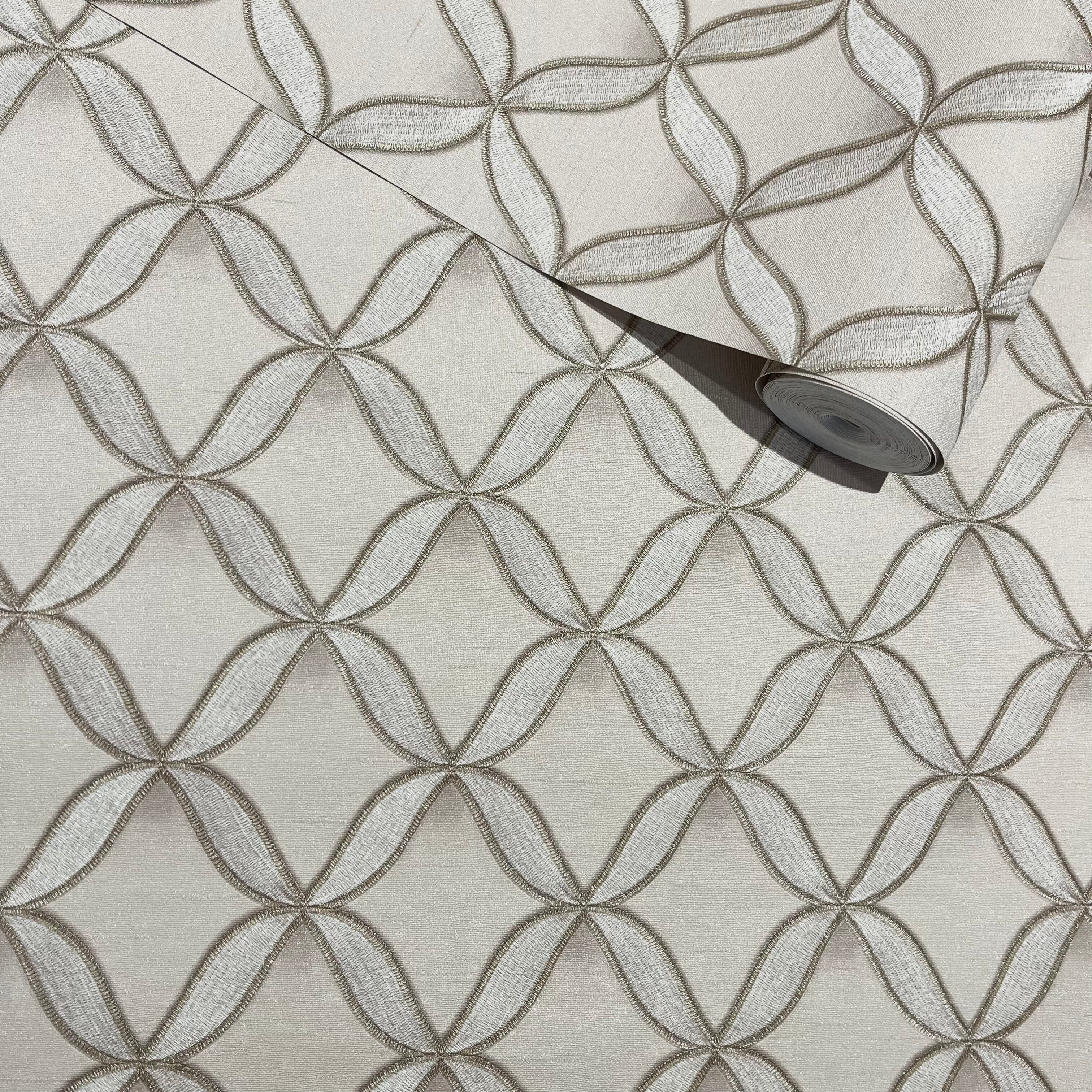 Skye Taupe & Gold Textured Metallic Quilted Effect Wallpaper