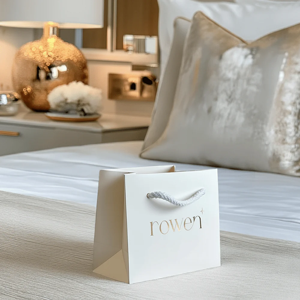 Small Rowen White & Gold Gift Bag