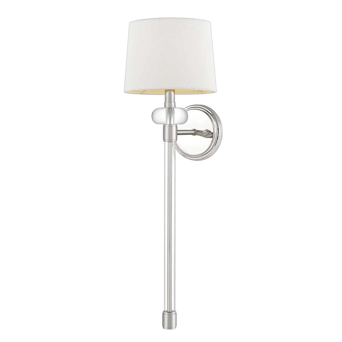 Smithson Chrome & Glass Wall Light with White Shade - Image 2