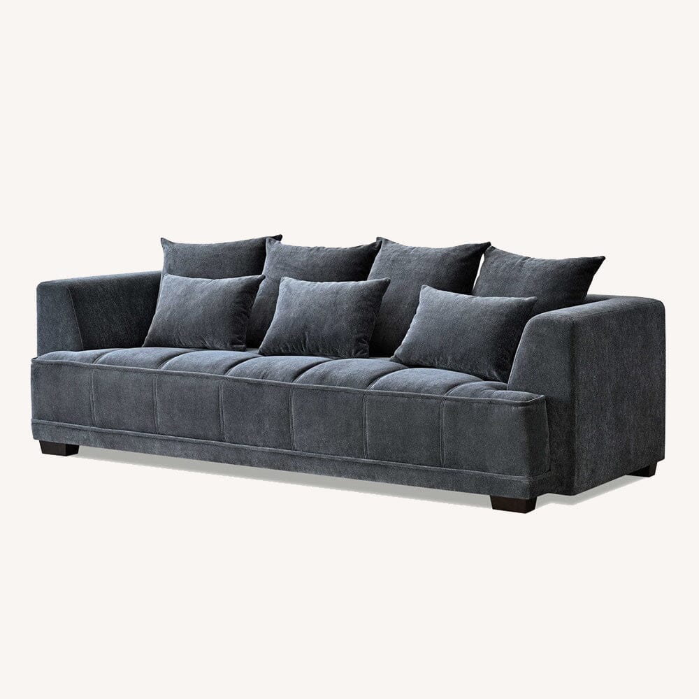 Sofia Steel Velvet Pillowback 3 Seater Sofa - Image 4