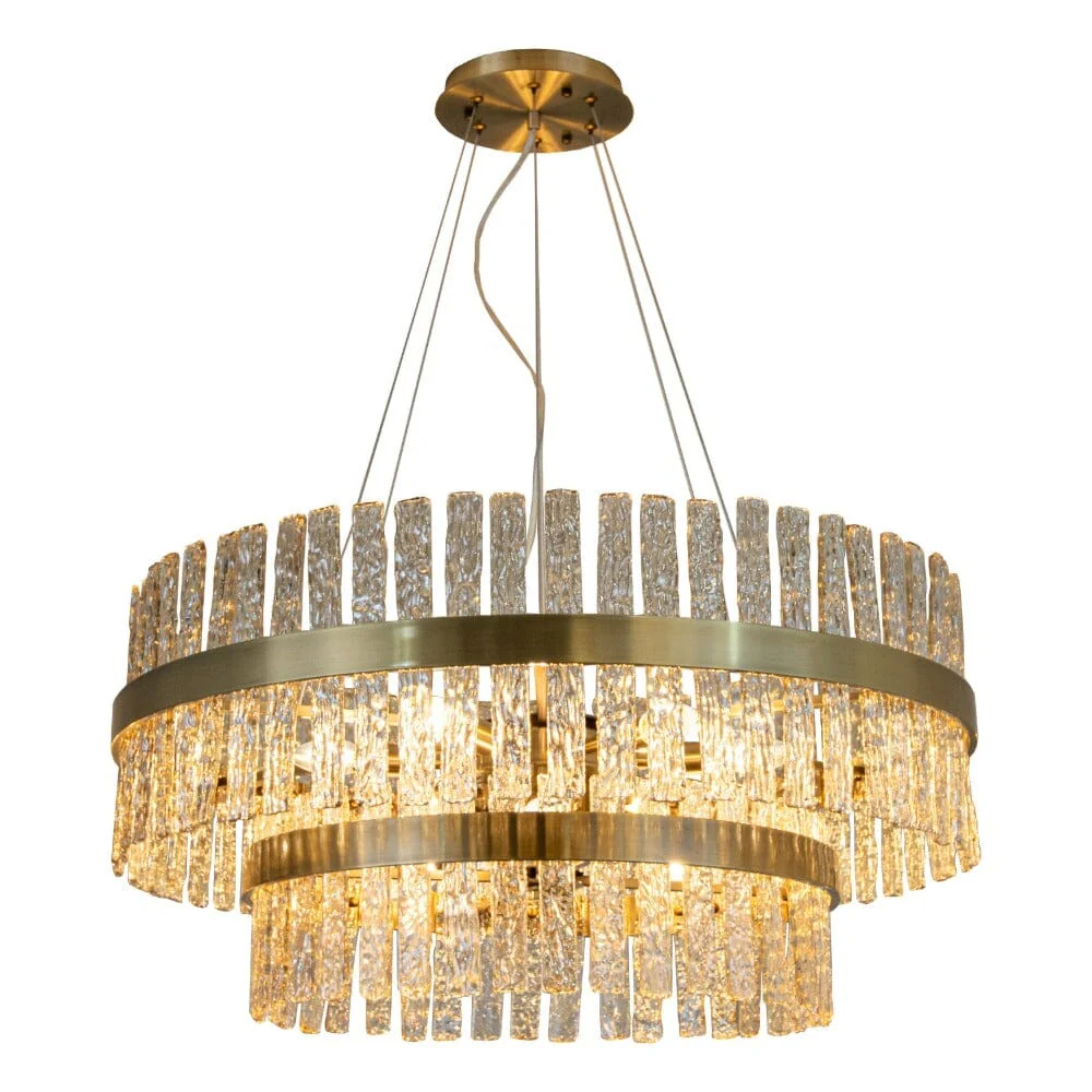 Sofillia Luxury Brass & Textured Glass Tiered Chandelier - Image 2