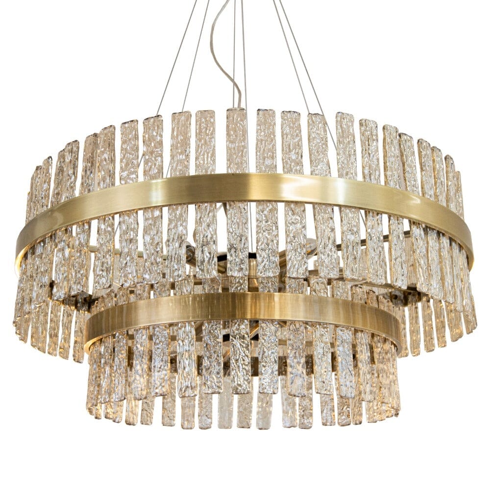 Sofillia Luxury Brass & Textured Glass Tiered Chandelier - Image 3
