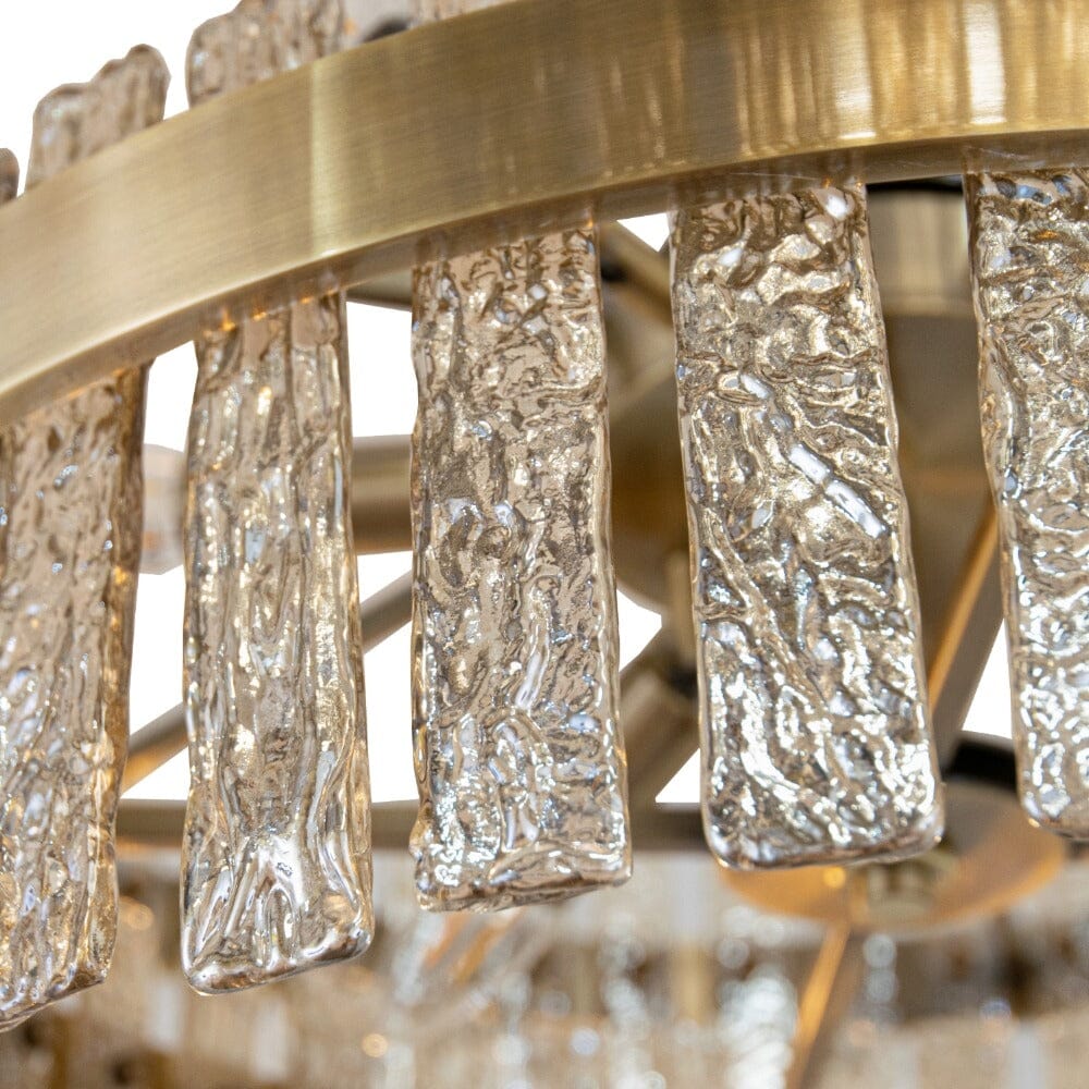 Sofillia Luxury Brass & Textured Glass Tiered Chandelier - Image 4