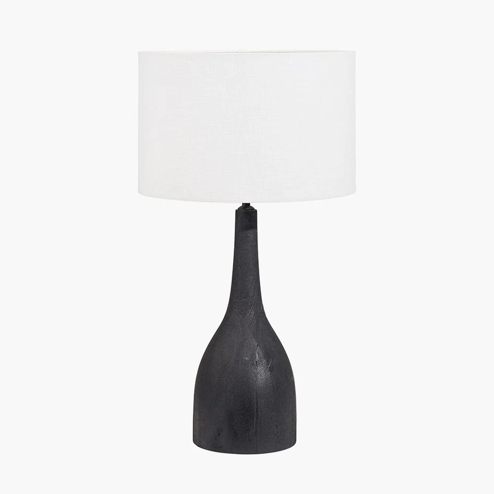 Sohan Black Mango Wood Curved Table Lamp with White Shade - Image 3