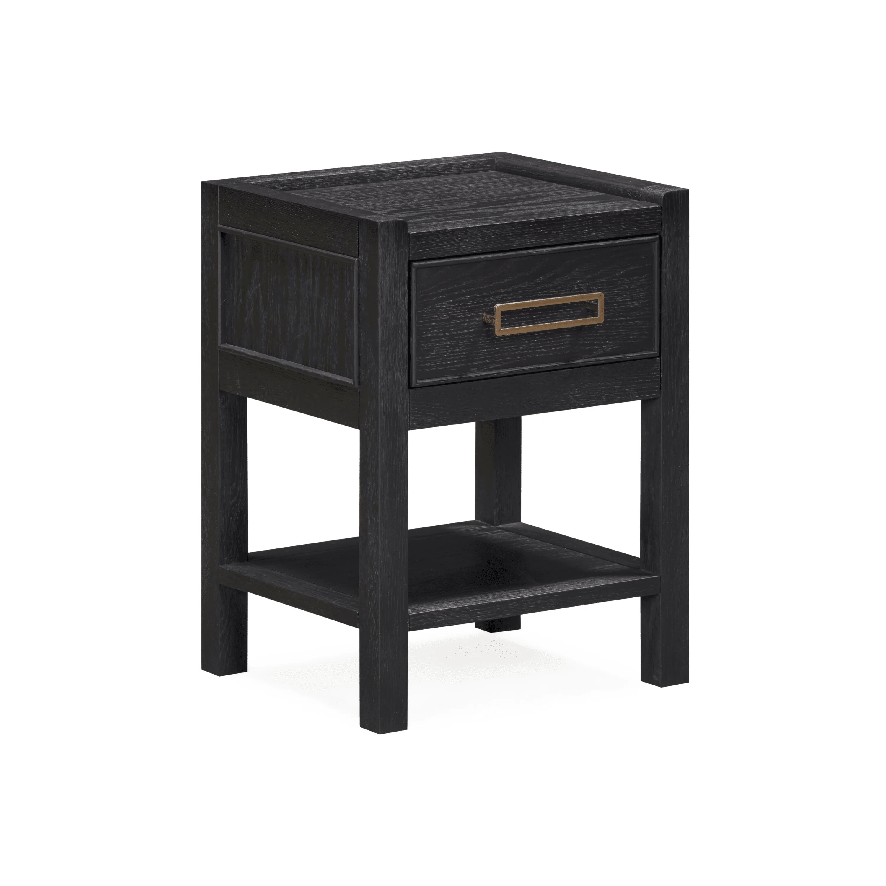 Soho Black Oak Veneer 1 Drawer Bedside Table - Image 2