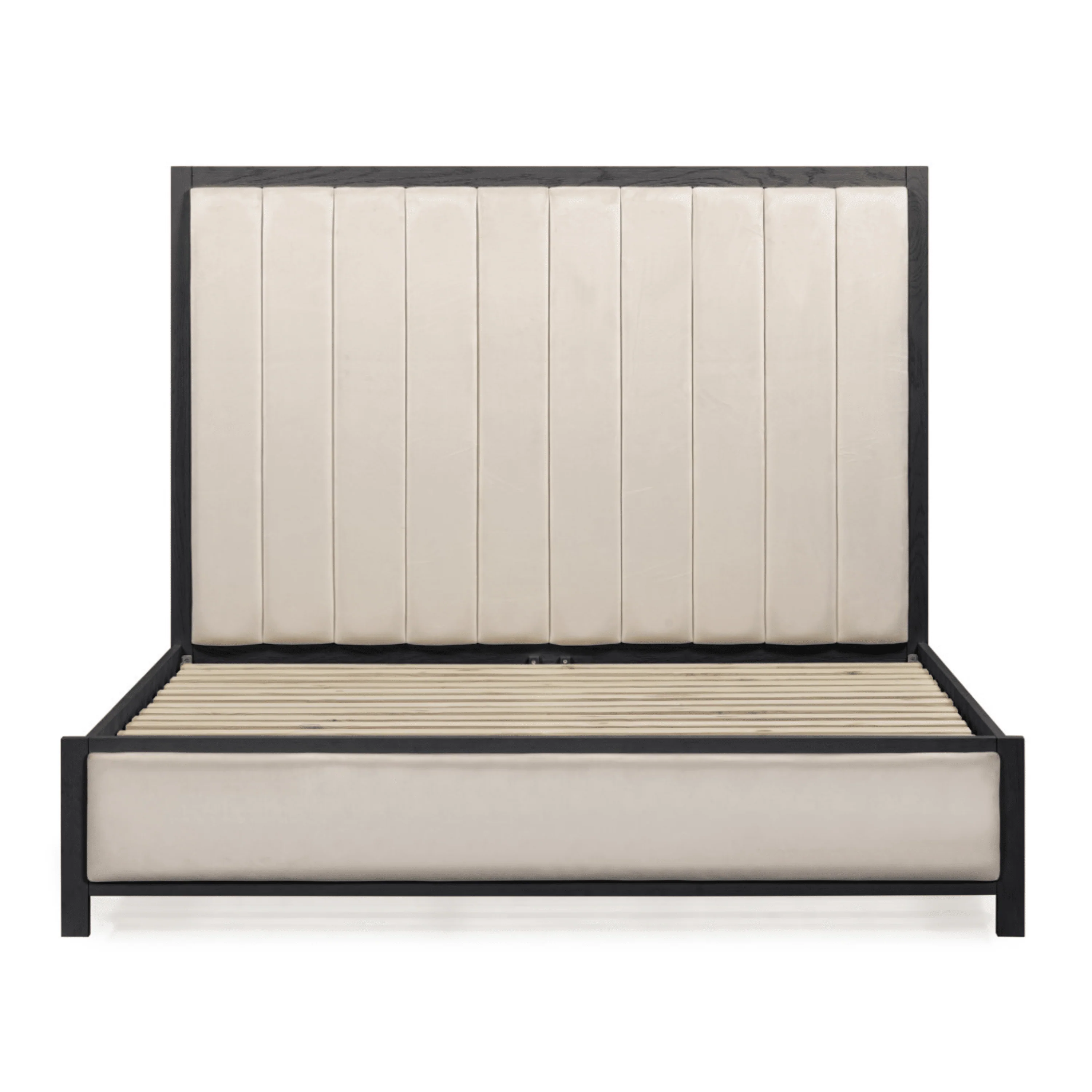 Soho Cream Velvet Bed with Black Wood Frame - Image 2