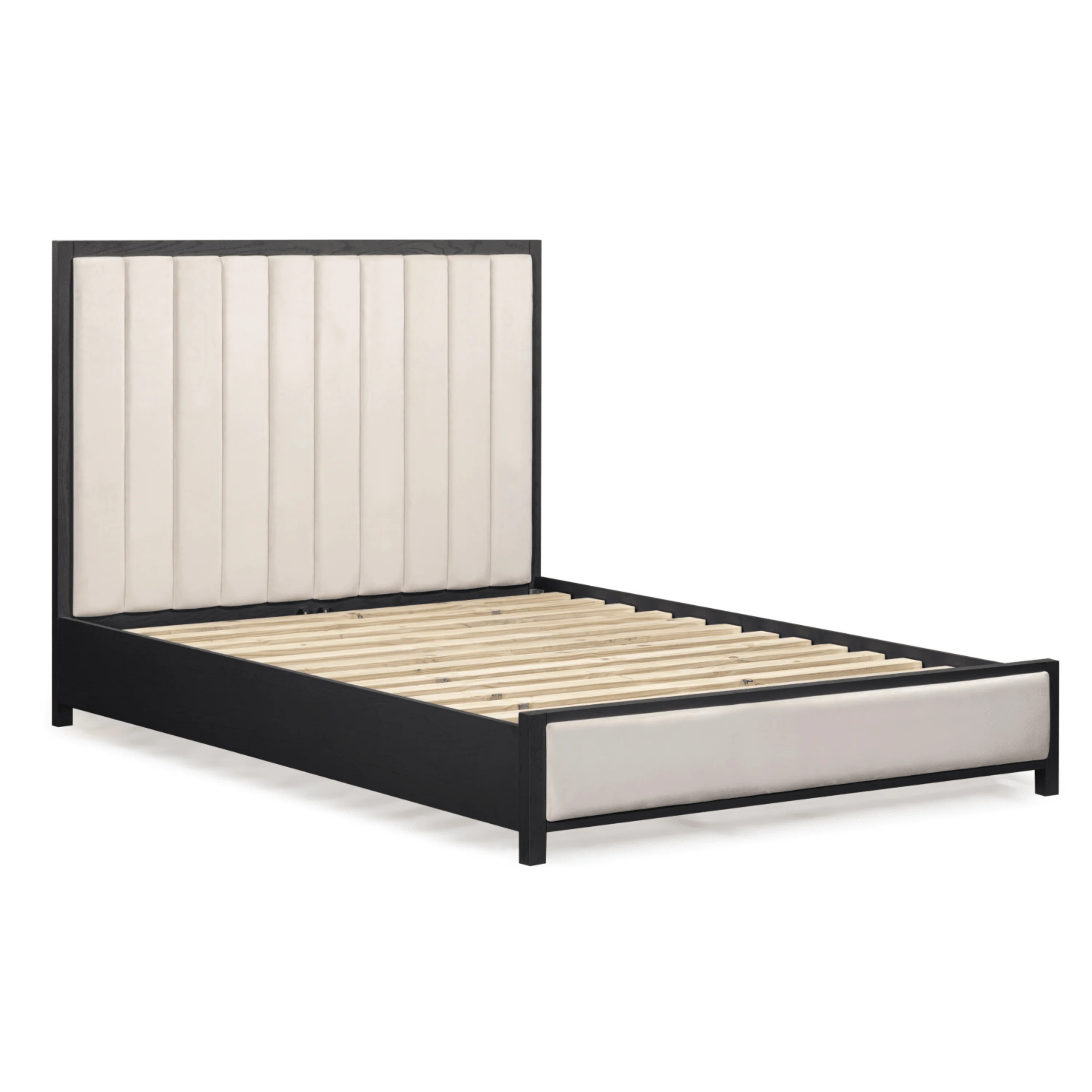 Soho Cream Velvet Bed with Black Wood Frame - Image 3