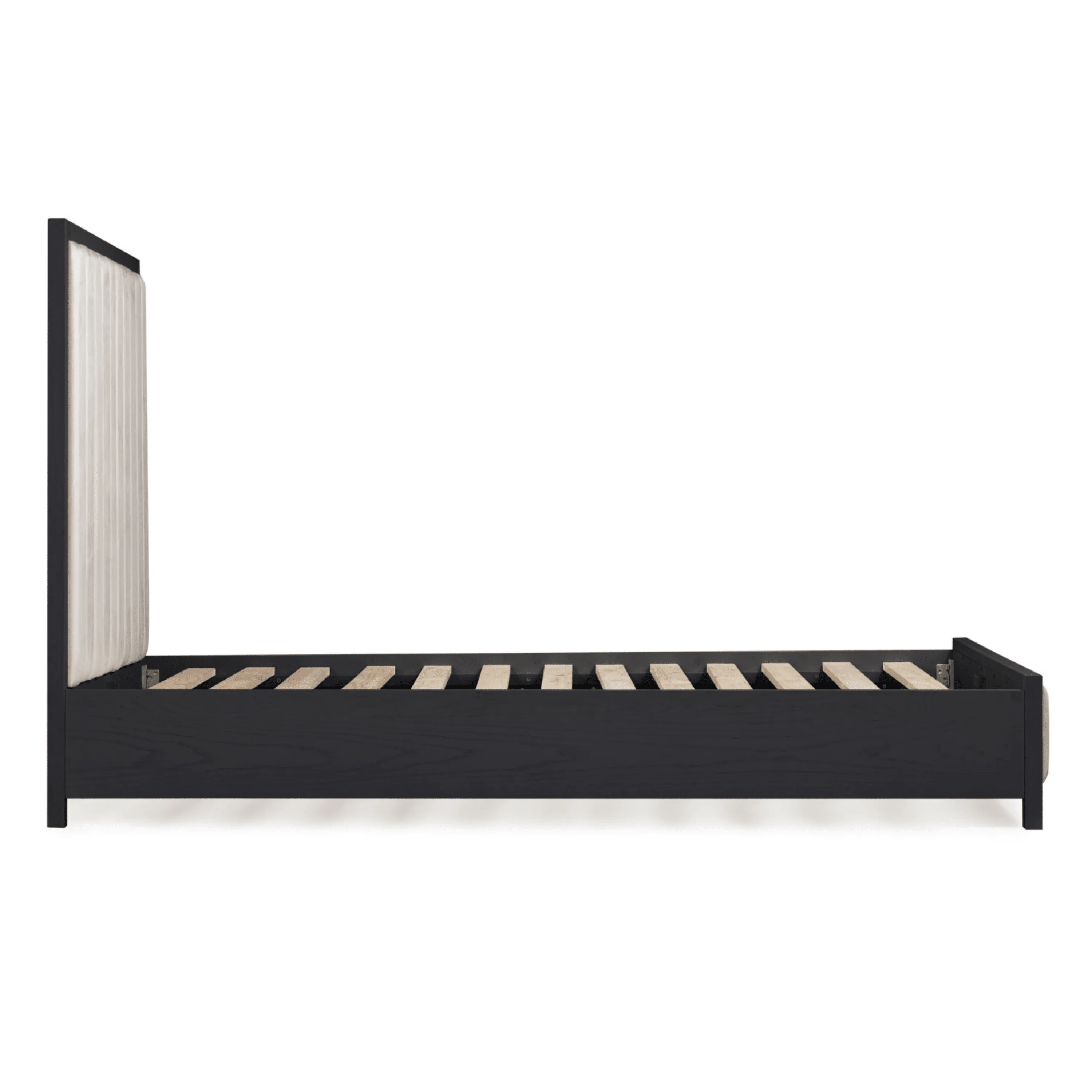 Soho Cream Velvet Bed with Black Wood Frame - Image 4