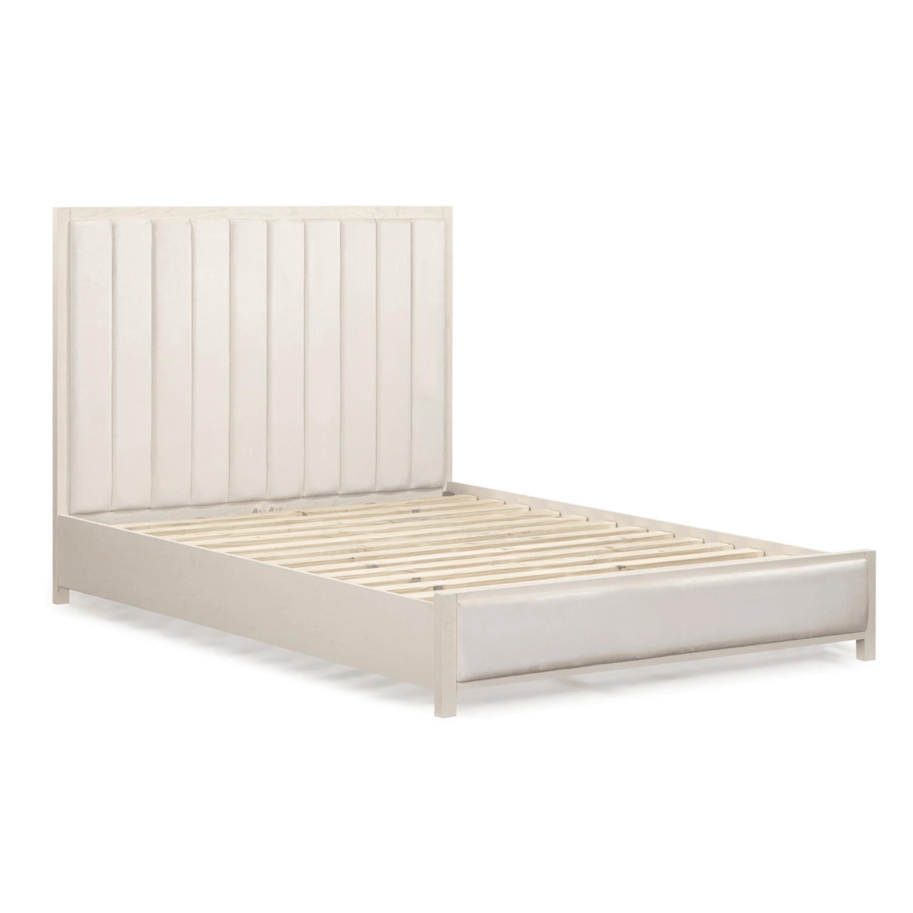 Soho Cream Velvet Bed with Cream Wood Frame - Image 2