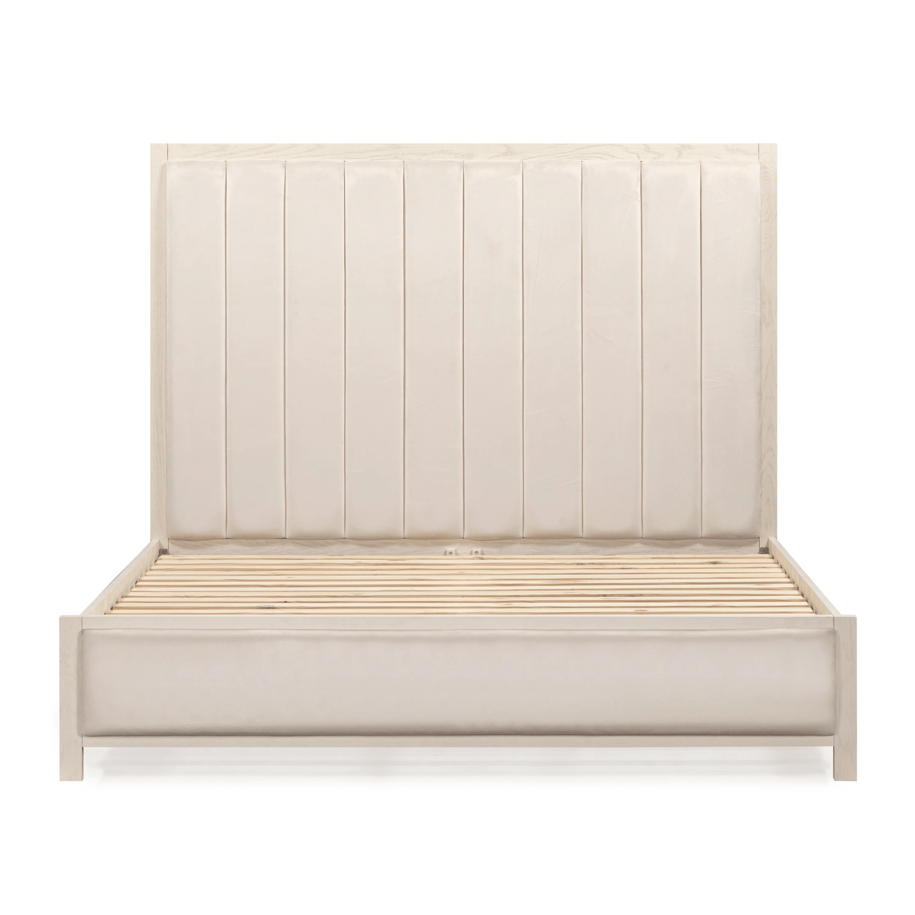 Soho Cream Velvet Bed with Cream Wood Frame - Image 3