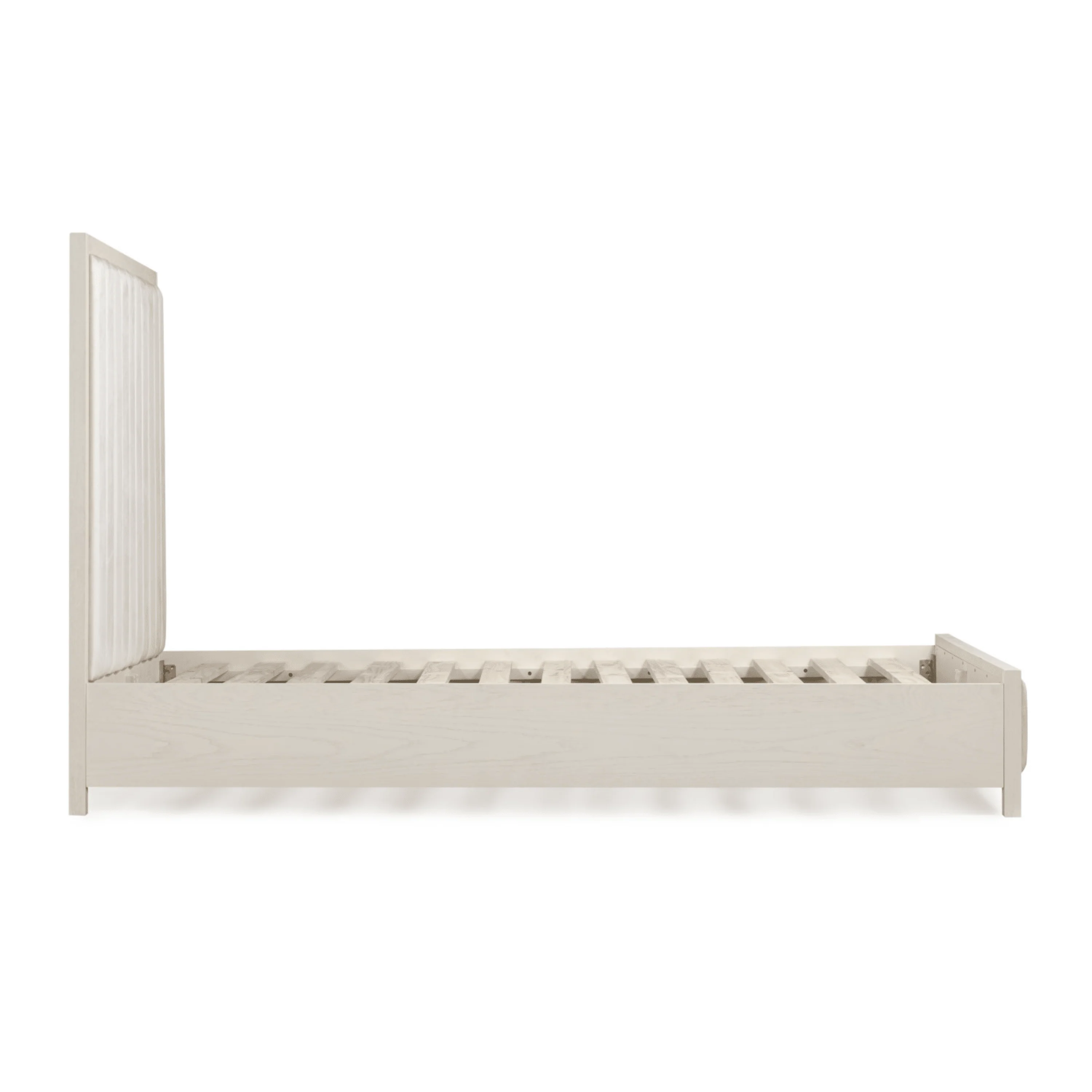 Soho Cream Velvet Bed with Cream Wood Frame - Image 4