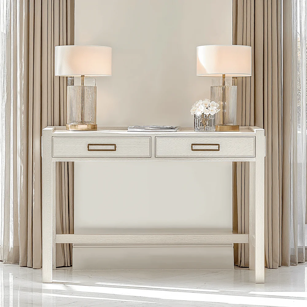 Soho Cream Oak Veneer 2 Drawer Dressing Table