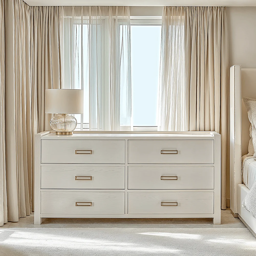 Soho Cream Oak Veneer 6 Drawer Chest
