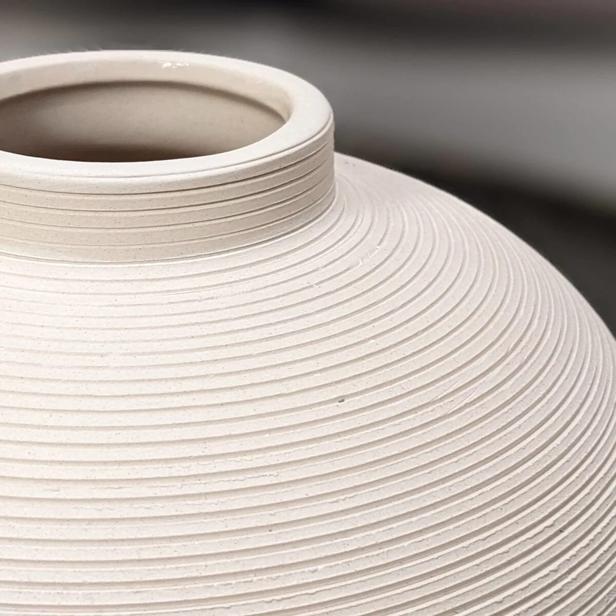 Solis Large Rounded Stone Ceramic Neutral Vase - Image 4