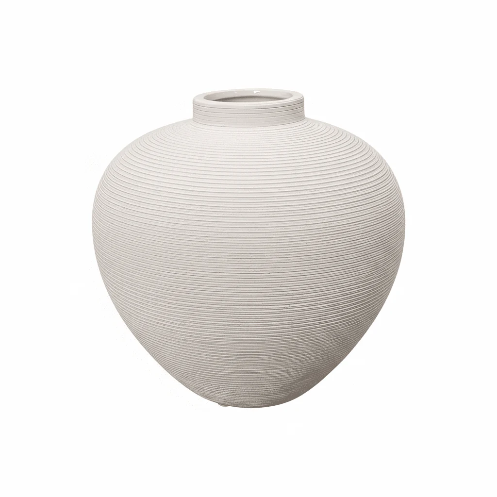 Solis Medium Rounded Stone Ceramic Neutral Vase - Image 5